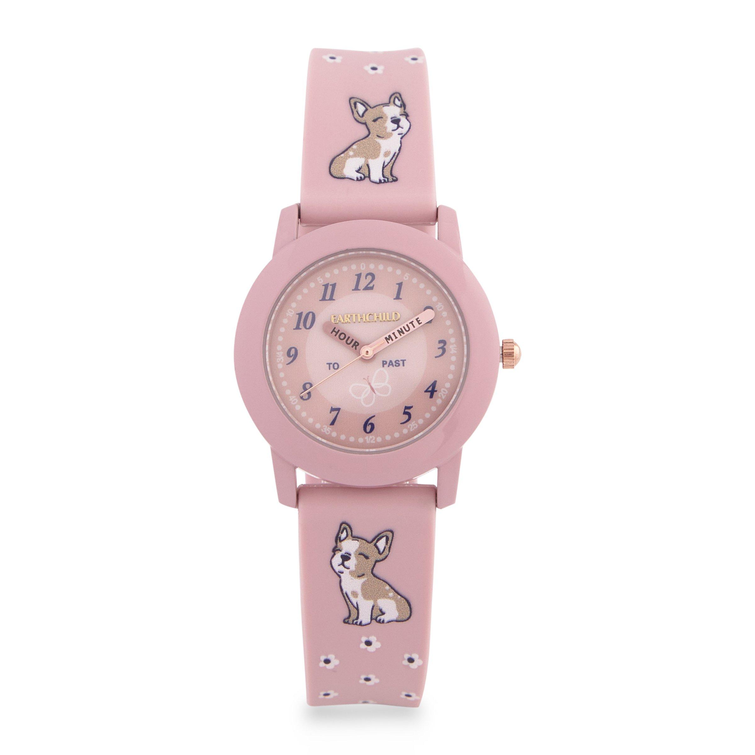 Pink Rubber Puppy Print Kids Watch 3128091 Earthchild