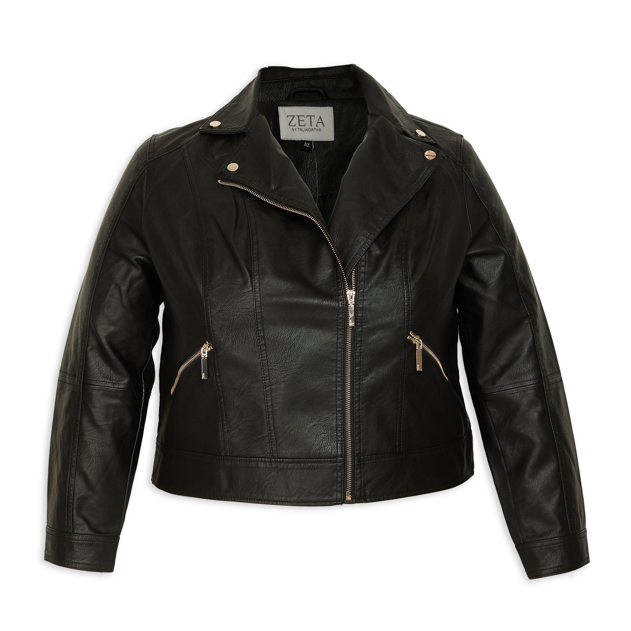 Black Plus Size Biker Jacket (3128395) | Zeta