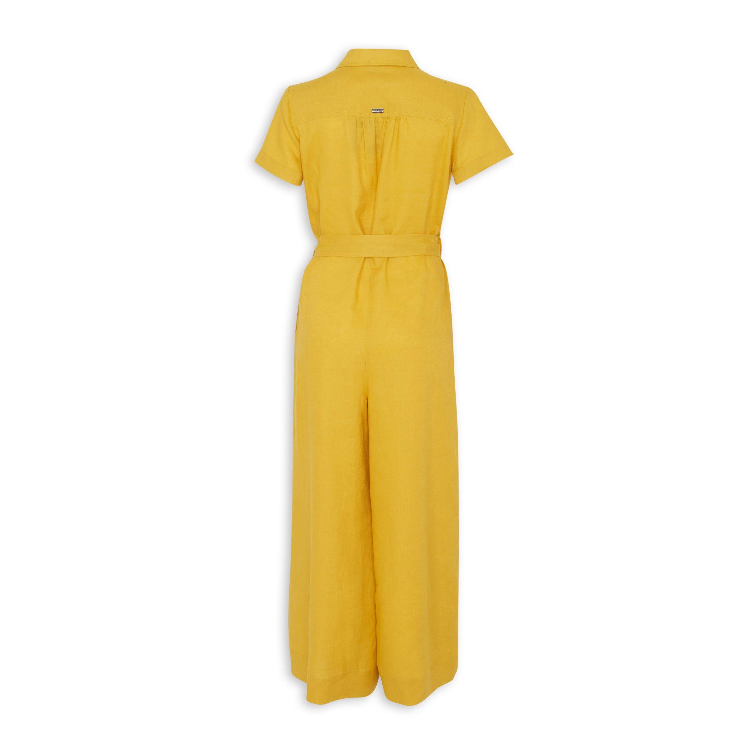 Short Sleeve Jumpsuit - Mustard Yellow