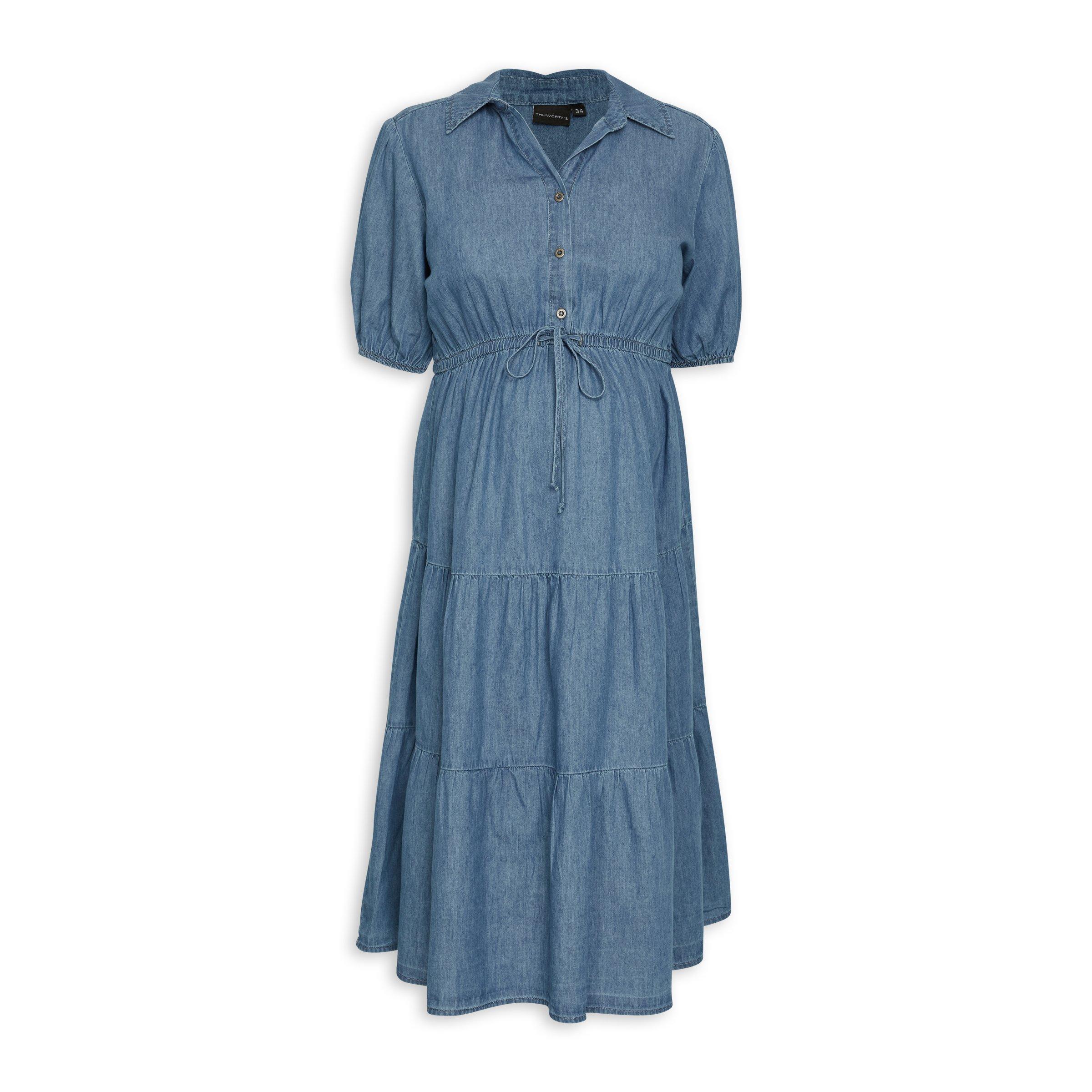 Tiered Maxi Shirt Dress - Denim