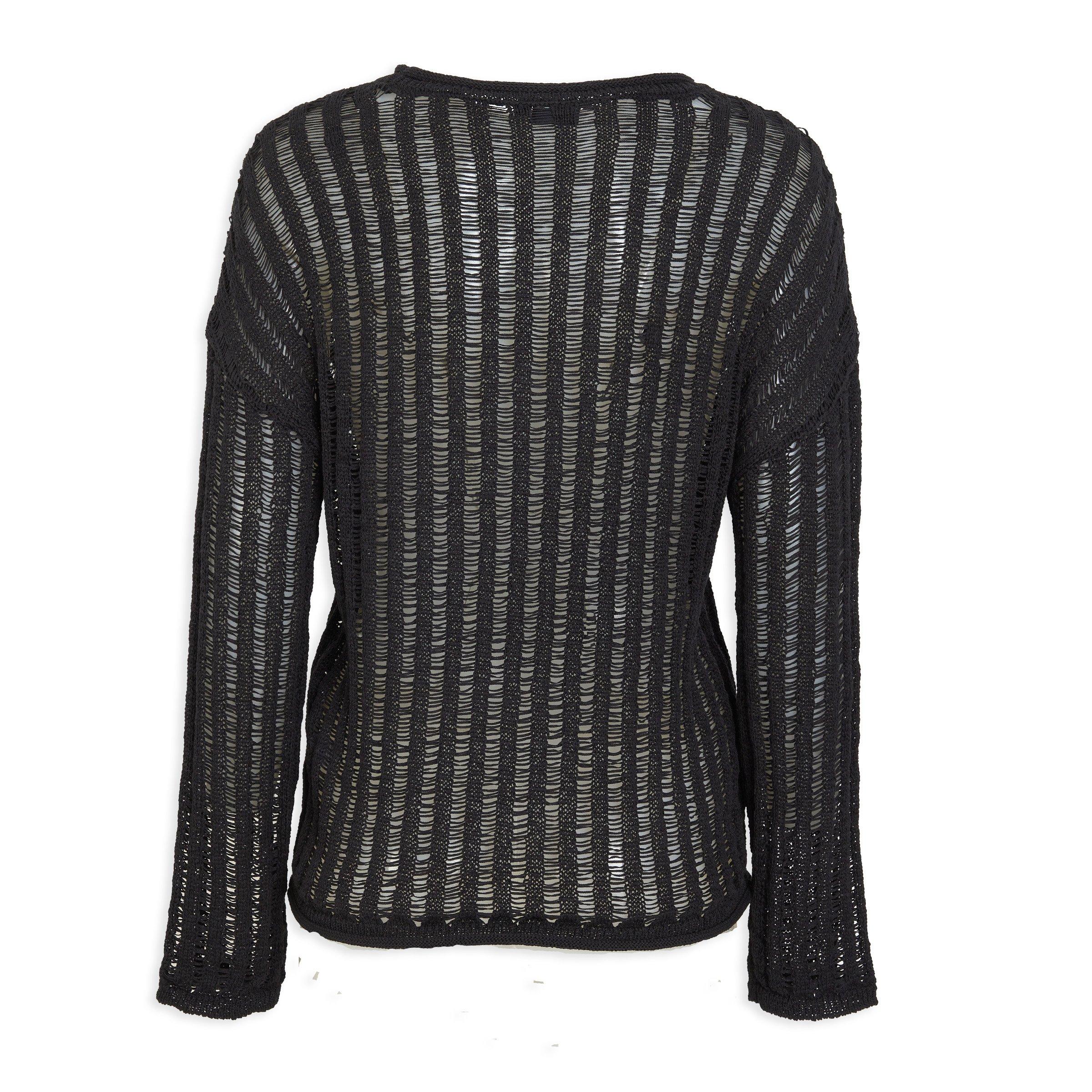 Black Mesh Knit Top (3129552) | Truworths