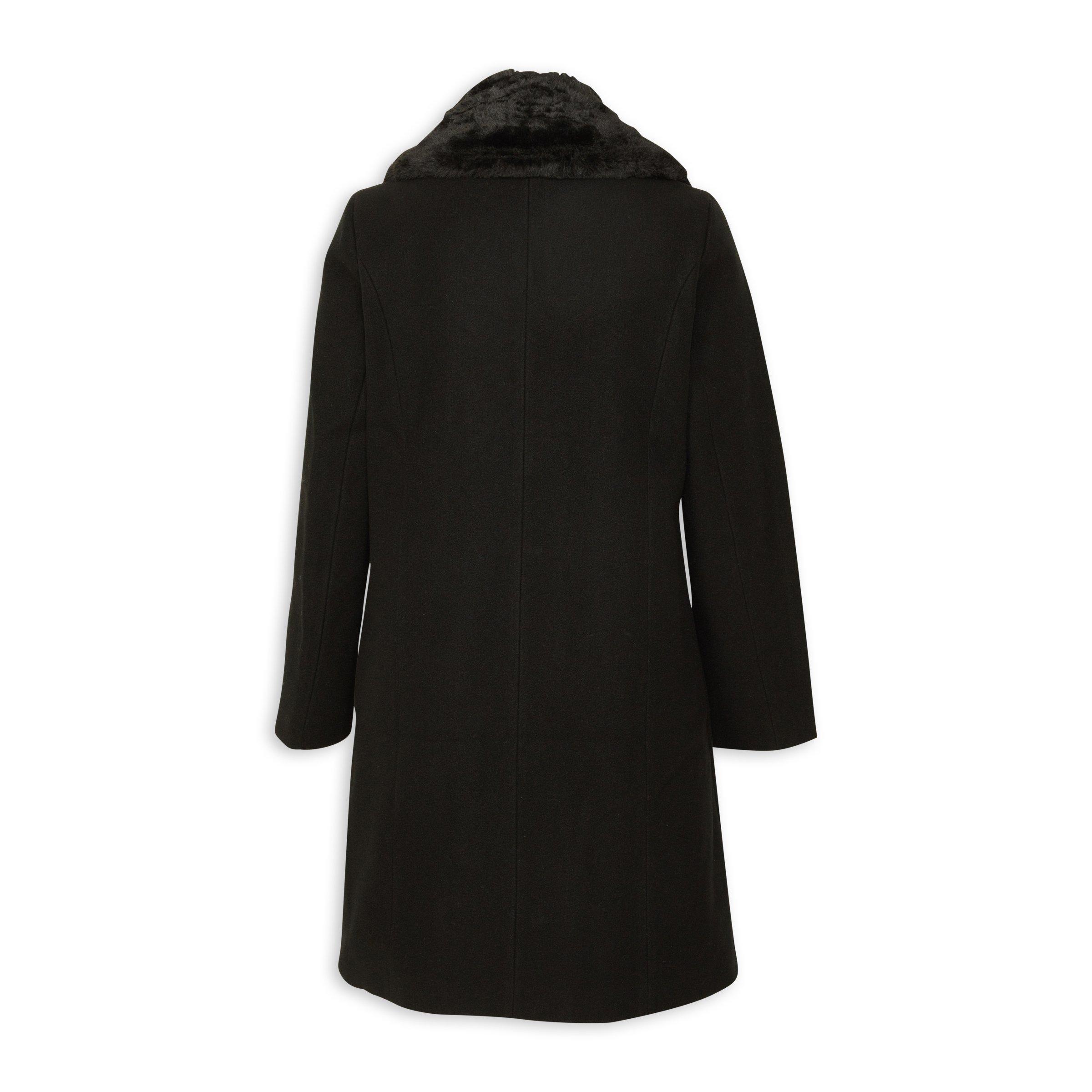 Black Faux Fur Trim Coat 3129704 Identity