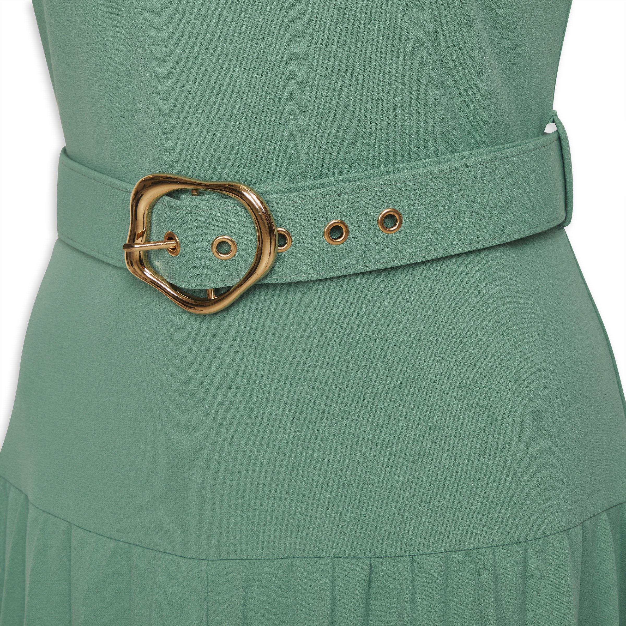 green emerald velvet dress Sage Pearl Flowy Dress With Flare Sleeves – Shimmi Dresses main image 1