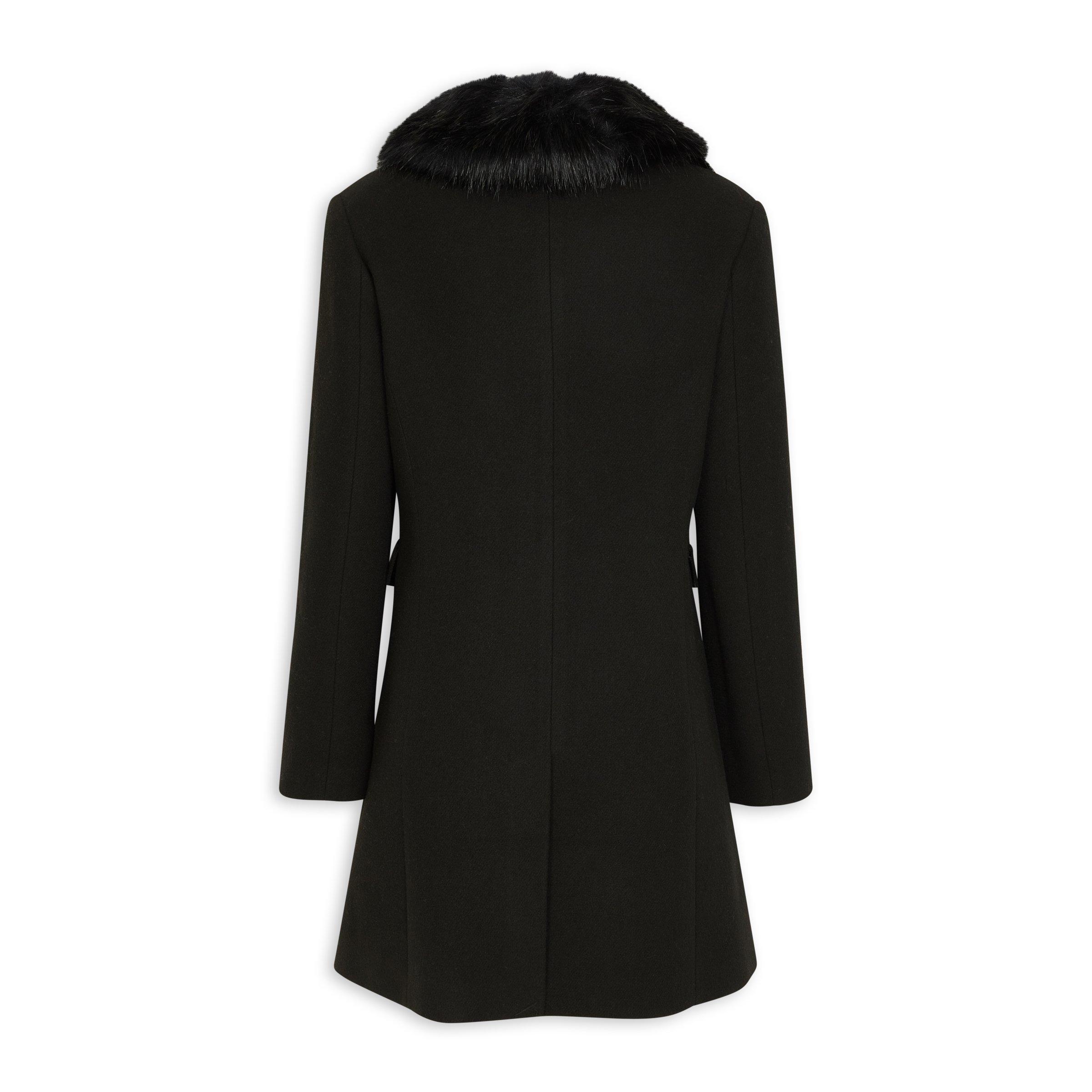 Black Faux Fur Collar Coat 3134054 Truworths