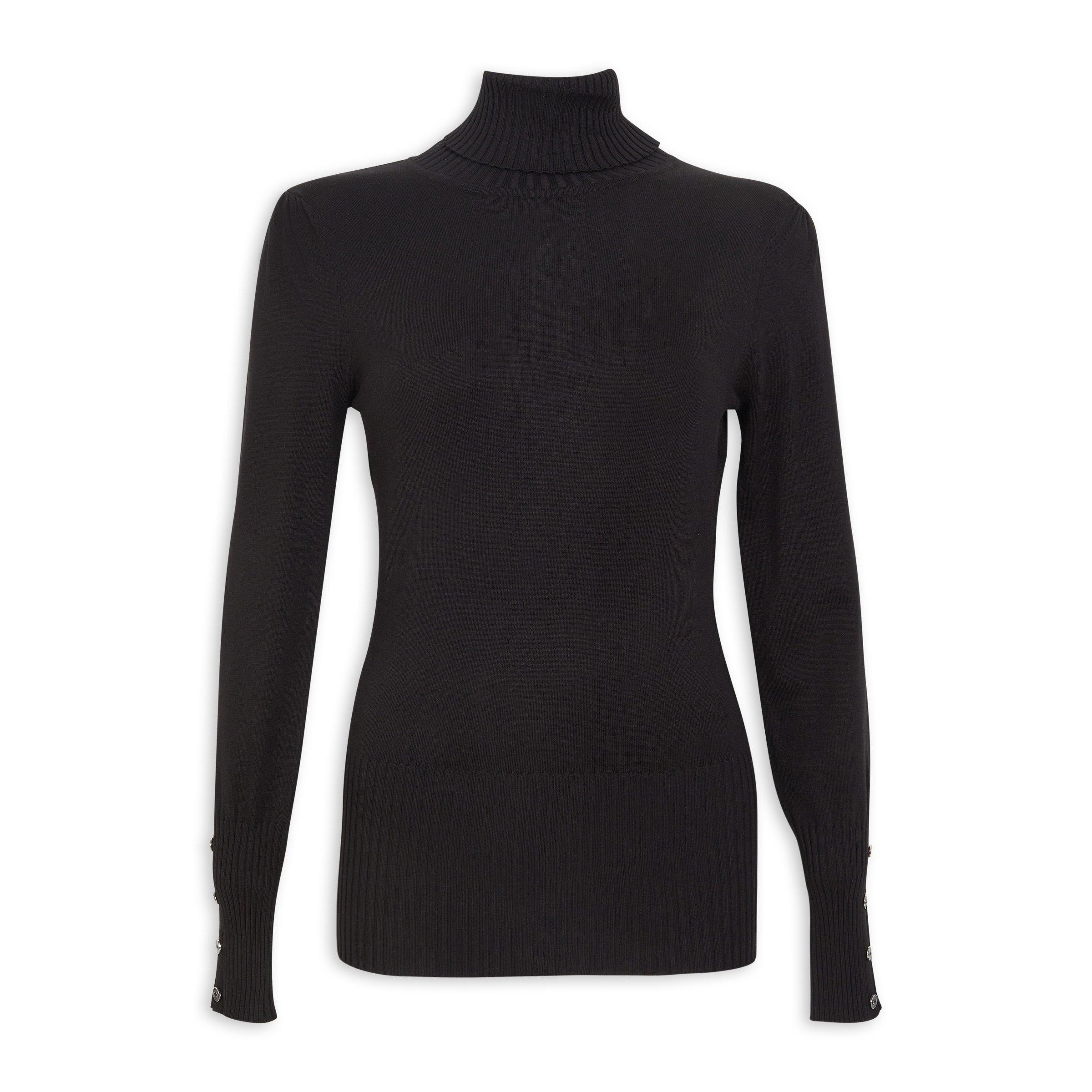 Black knit polo neck online