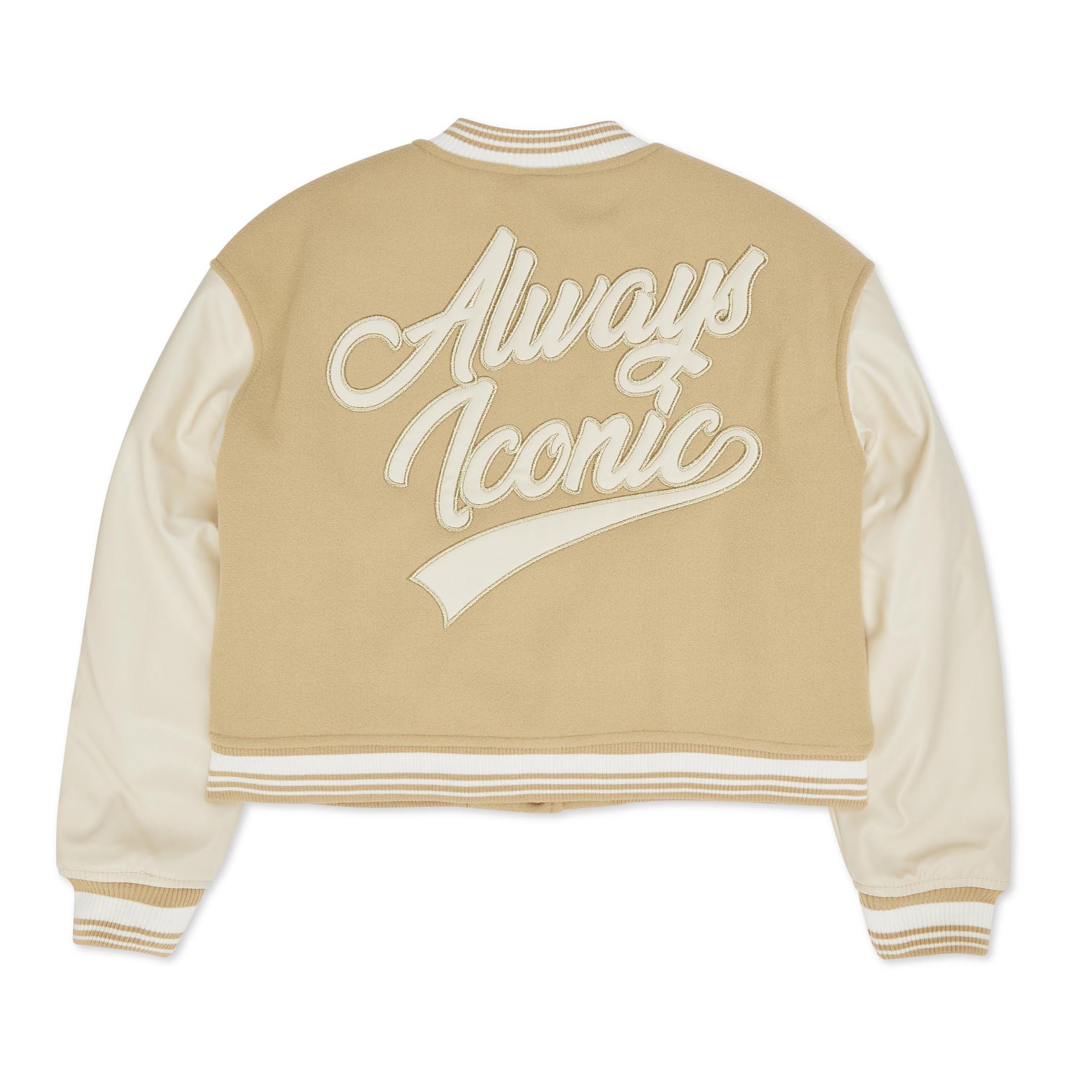 Girls Brown Cropped Varsity Bomber Jacket 3134713 Identity