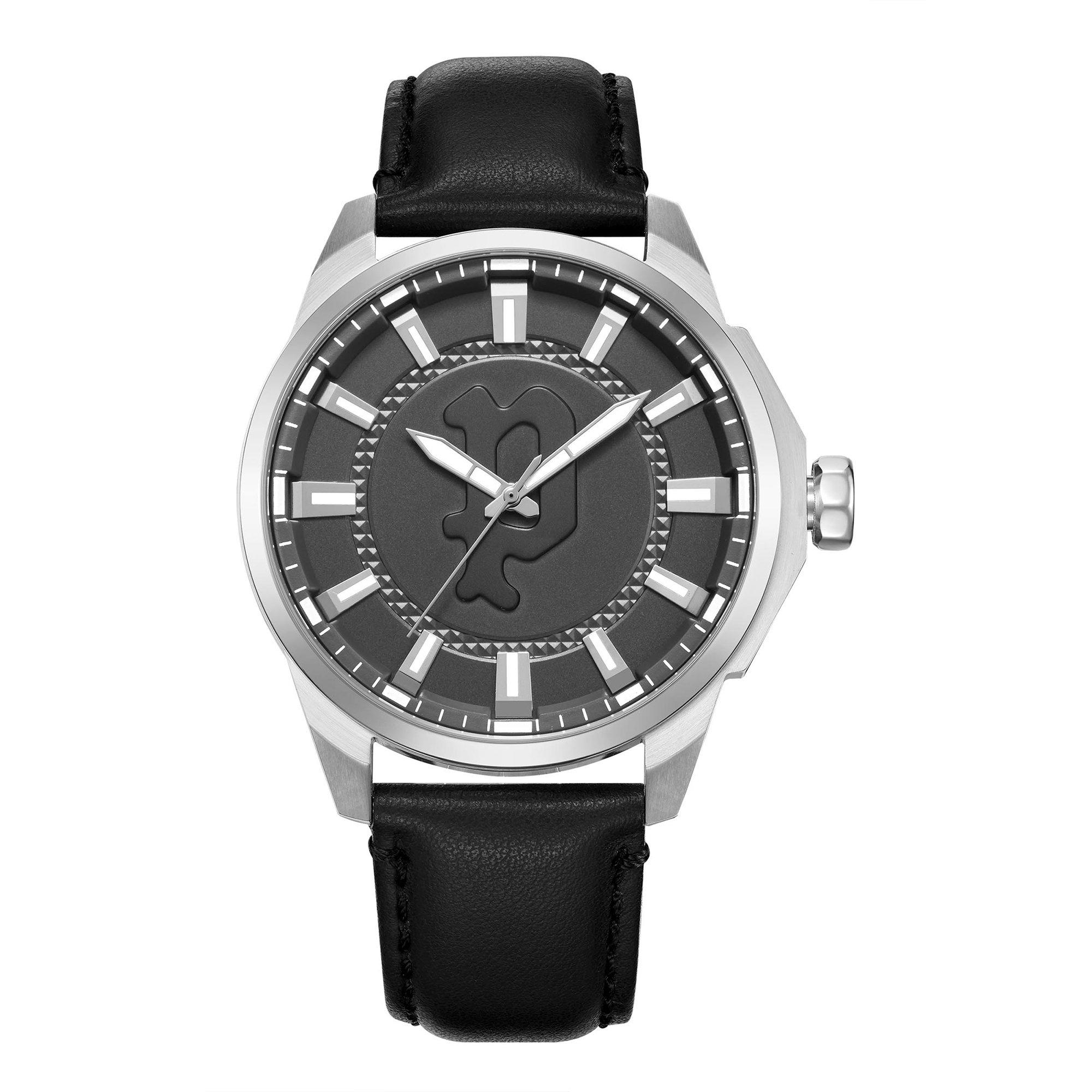 Black Leather Collins Watch 3135513 Police