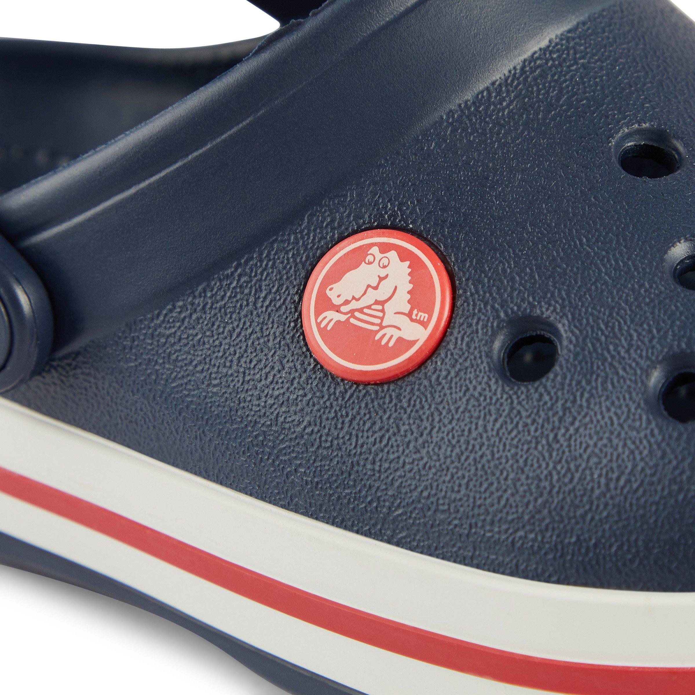 Blue crocs with red stripe hot sale