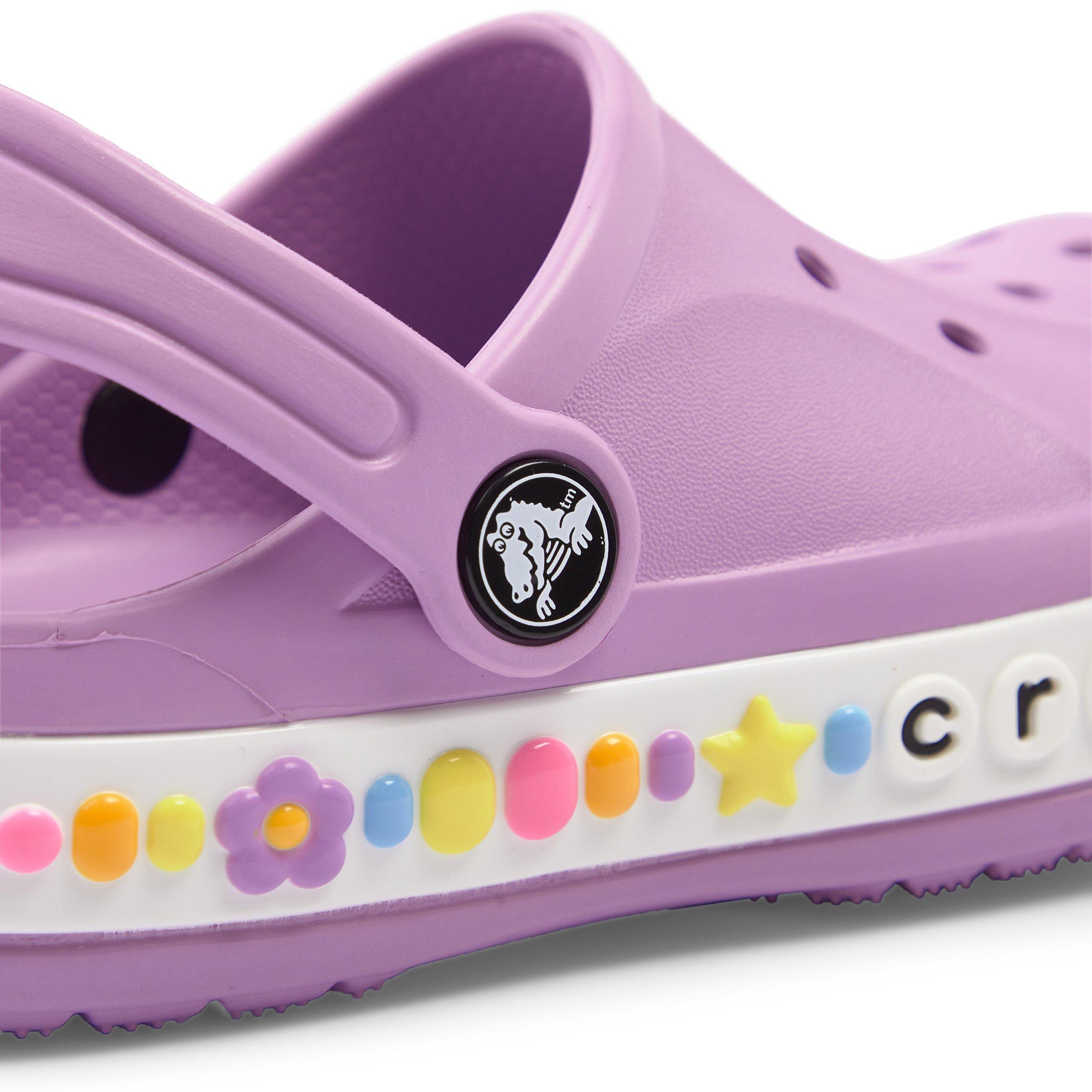 Crocs KIDS' BAYABAND CHARM BAND CLOG outlet Orchid available in US C13 and J1 /New!!!