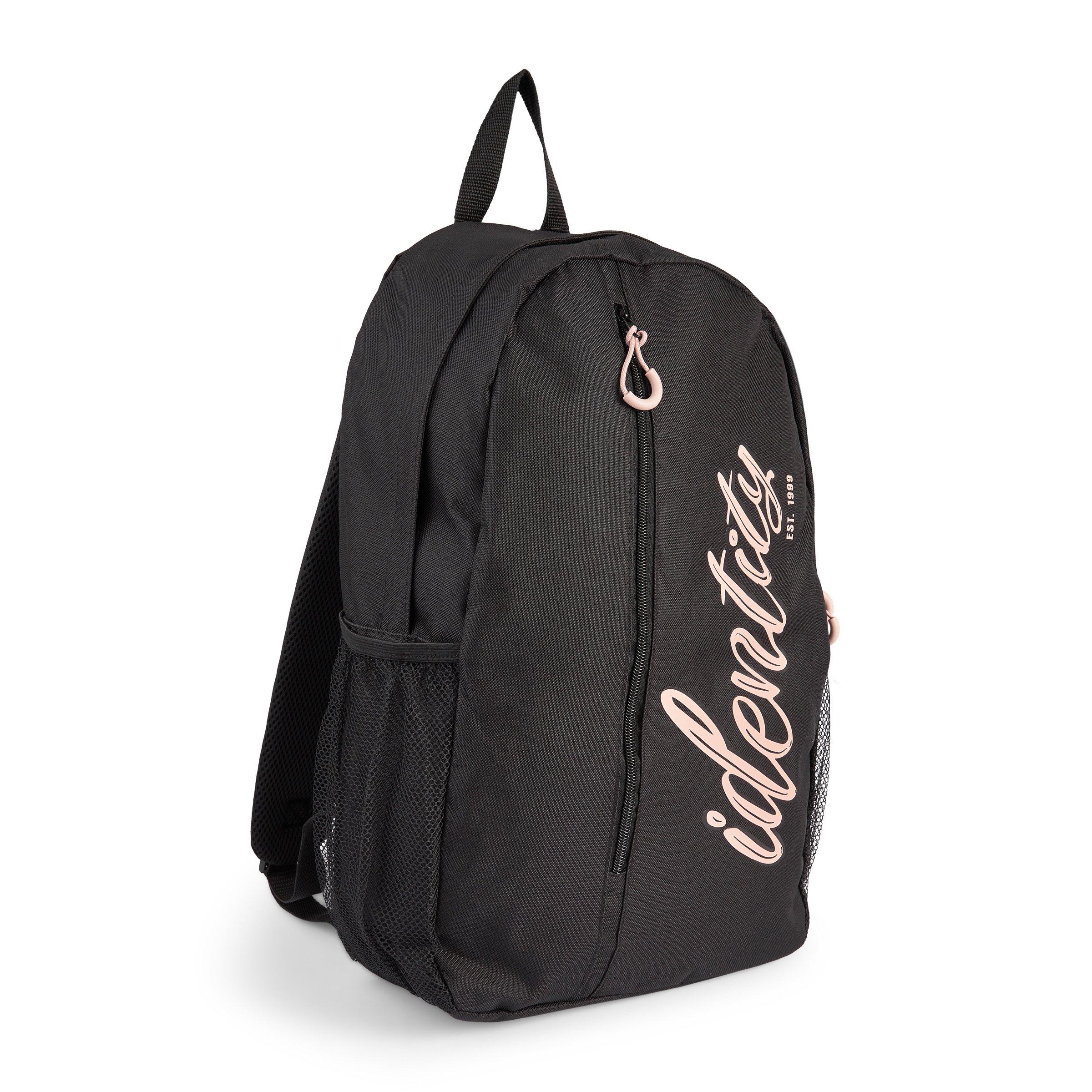 Black store branded backpack