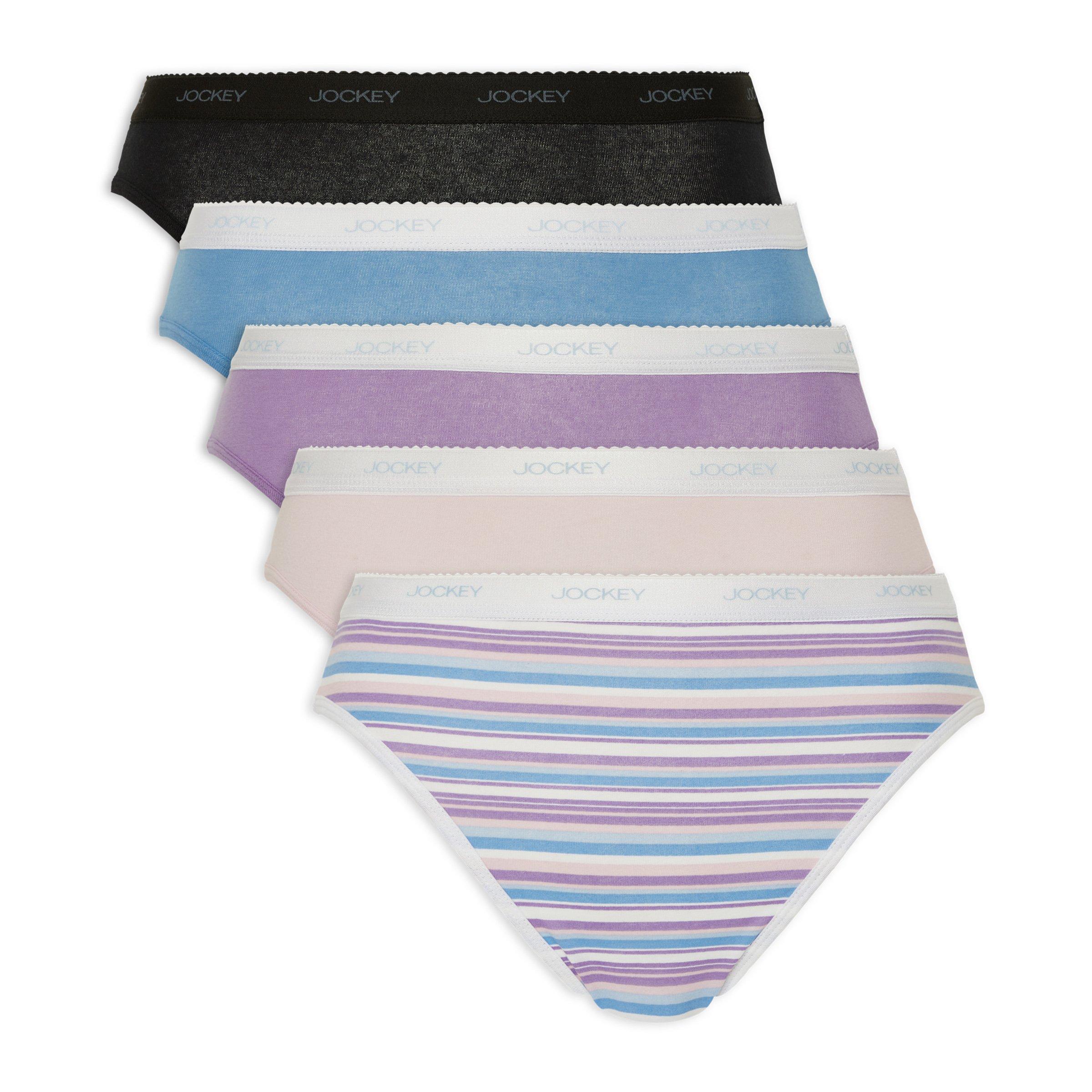 JOCKEY 5 PACK COTTON HI CUT PANTIES - XL - Multi