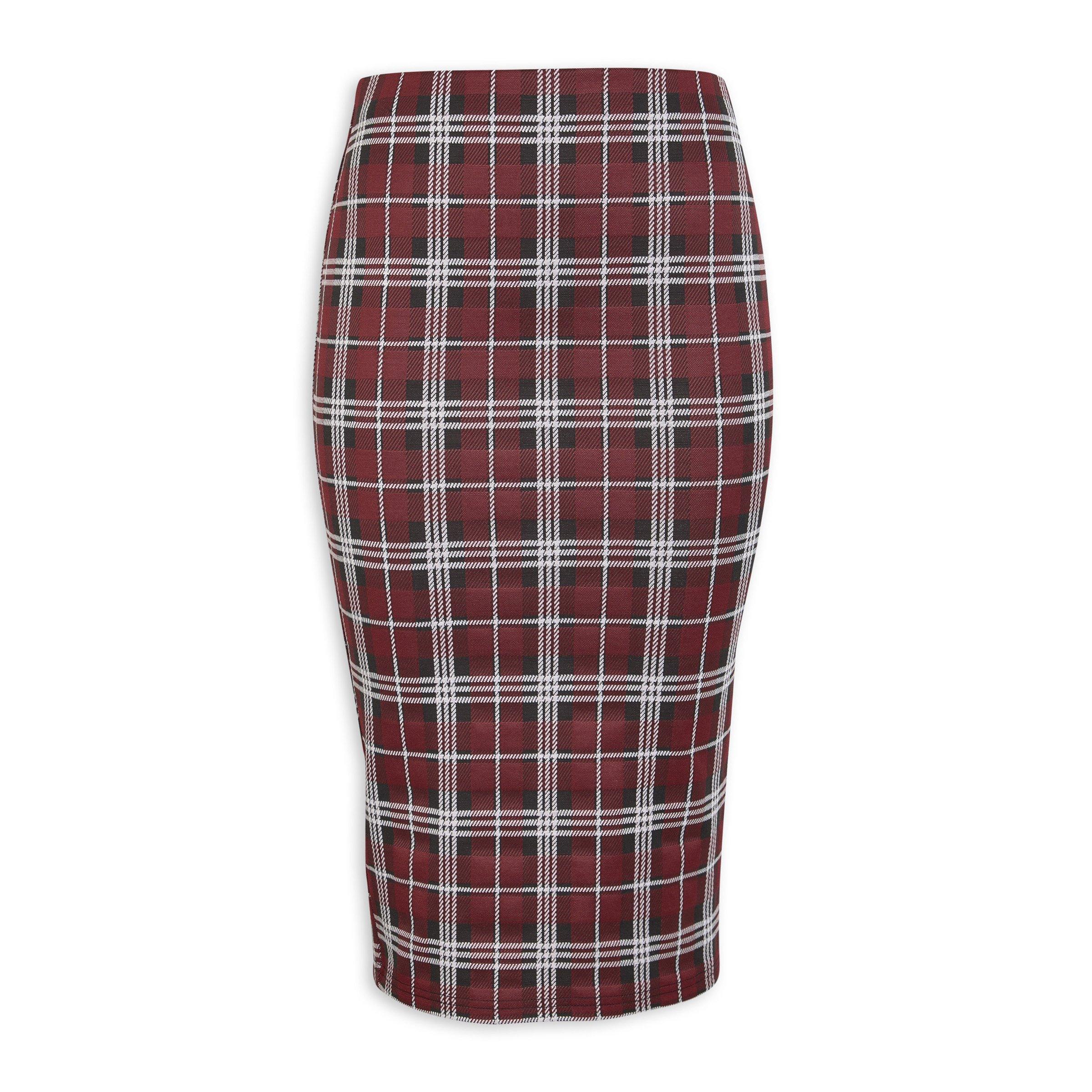 Red Check Bodycon Skirt
