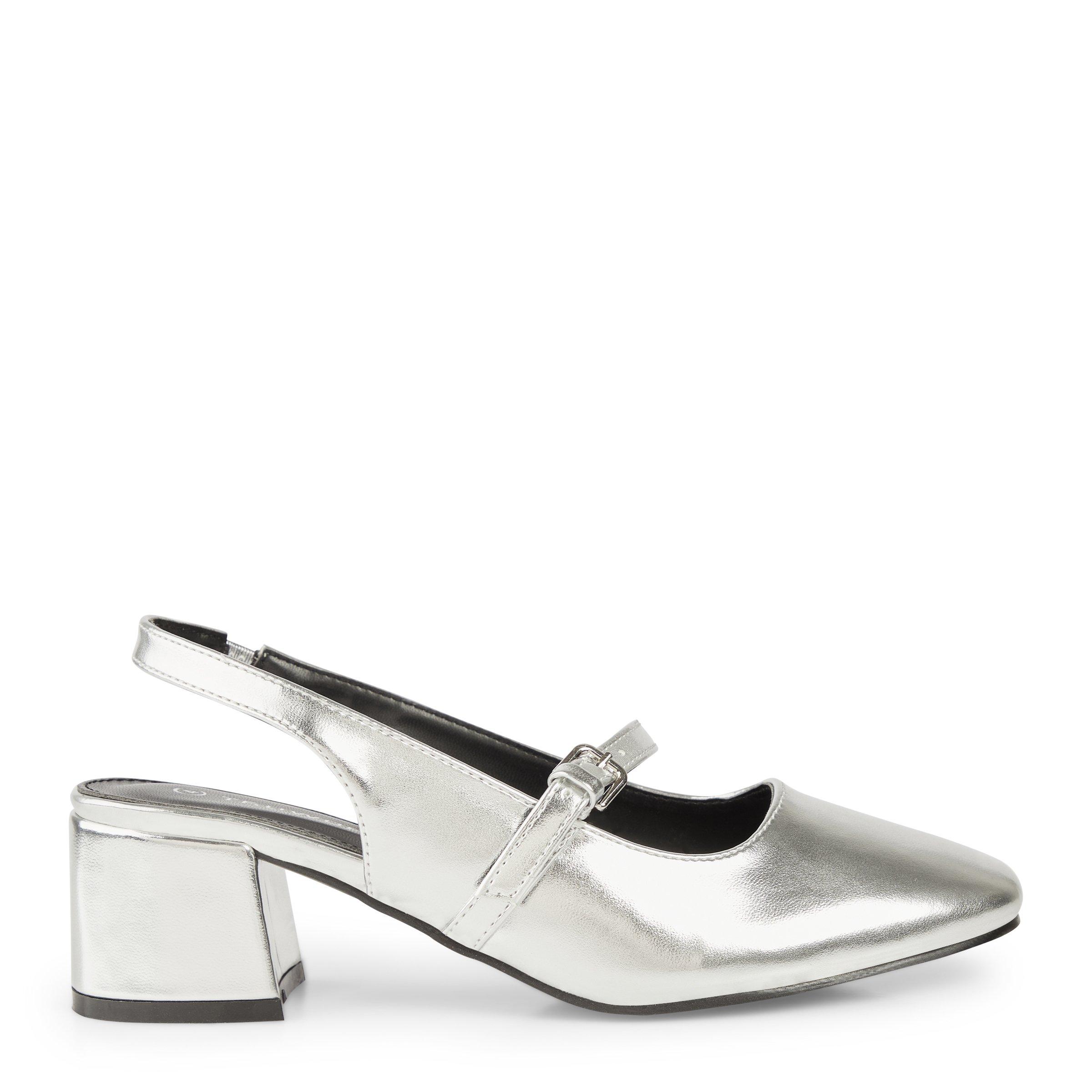 Silver slingback heels shop