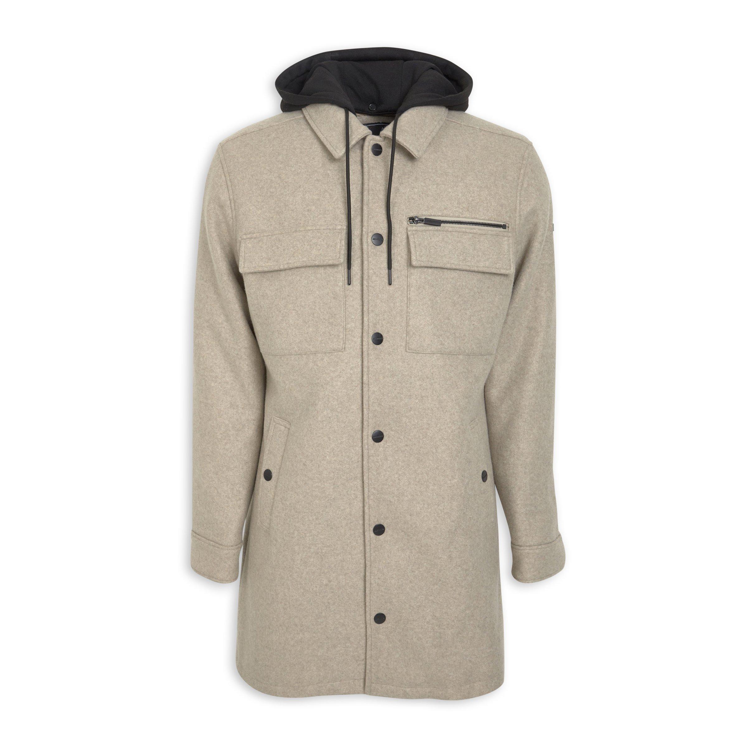 Stone Hooded Melton Coat (3141725) | Identity