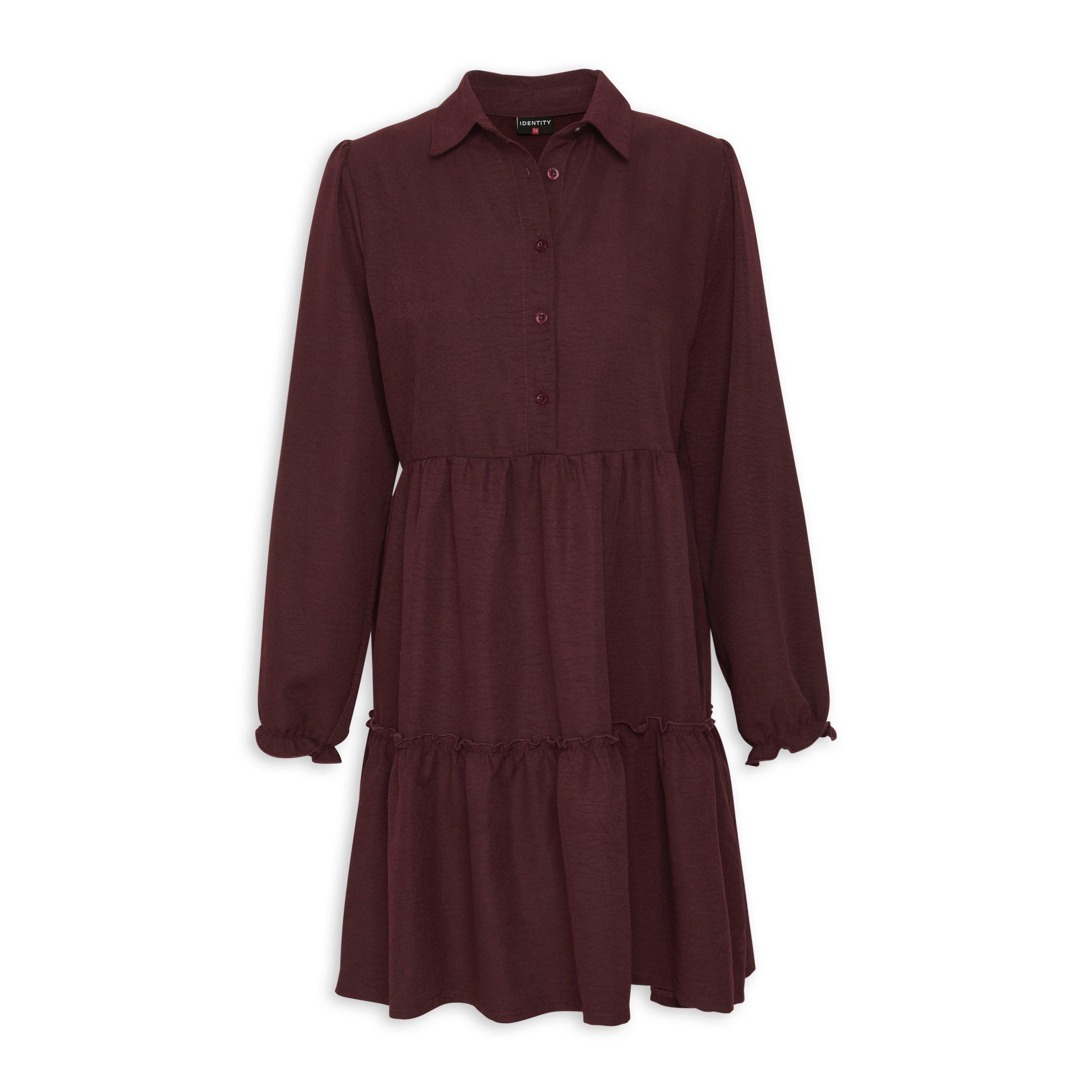 Maroon shirt dress best sale