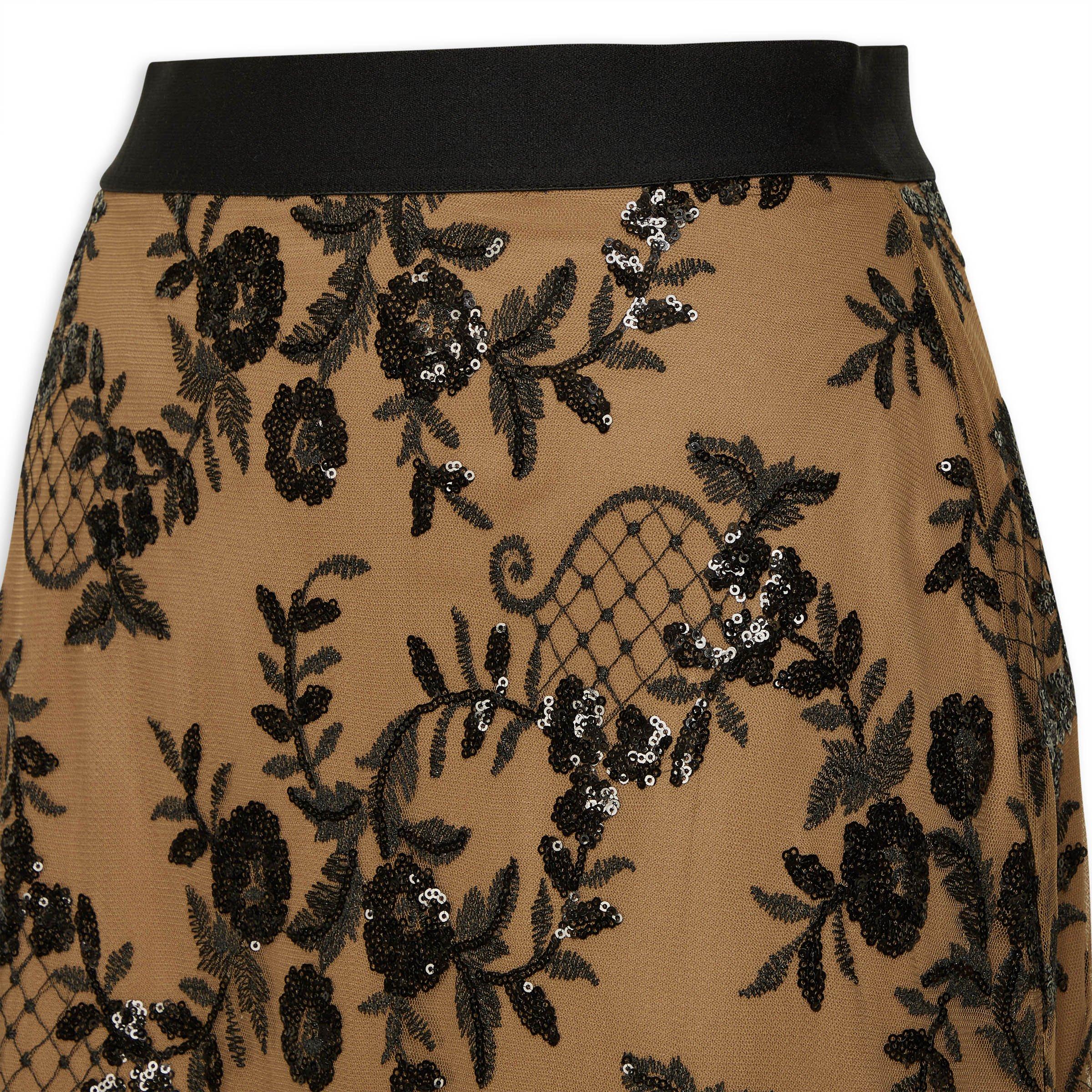 Brown embroidered skirt hotsell