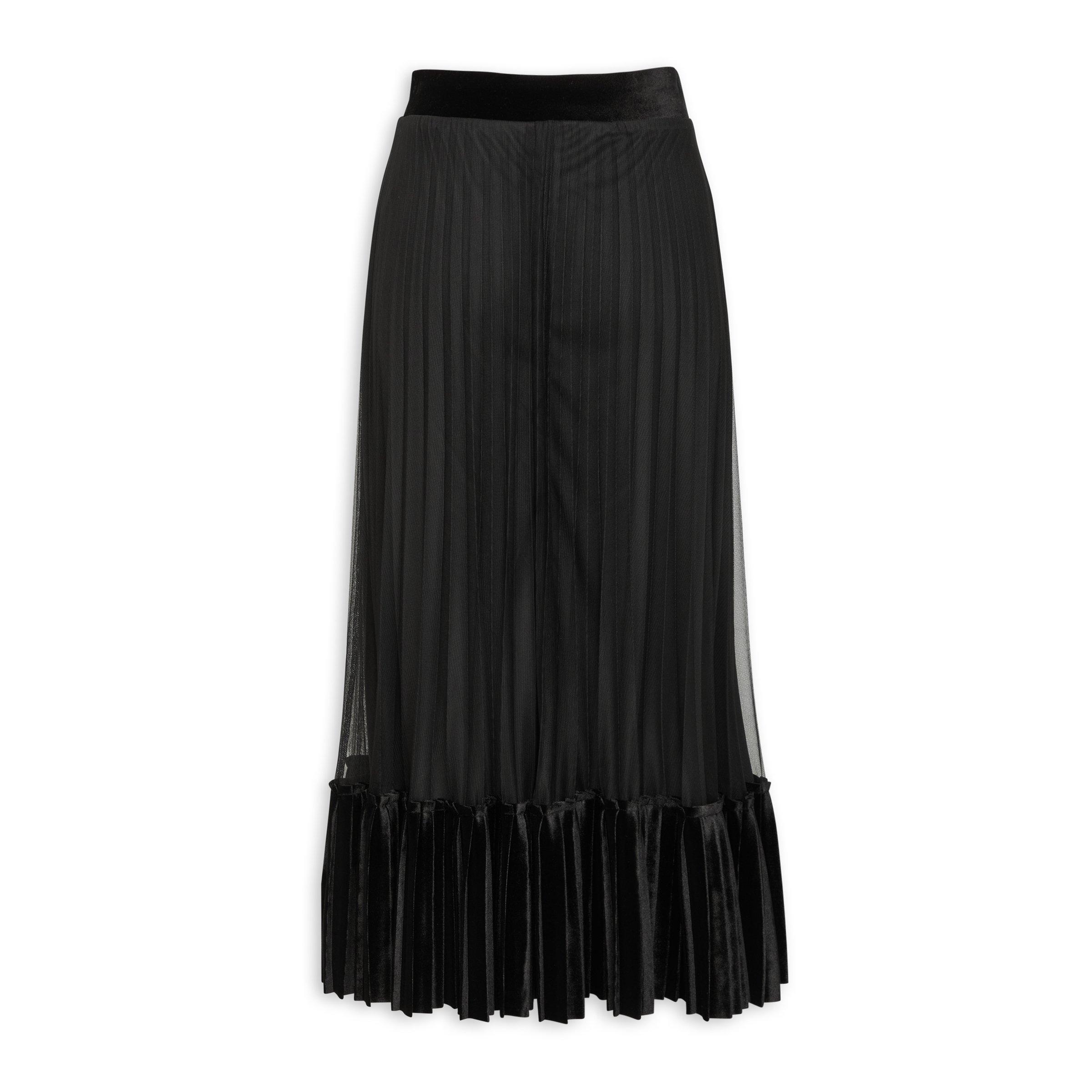 Black pleated maxi skirt sale