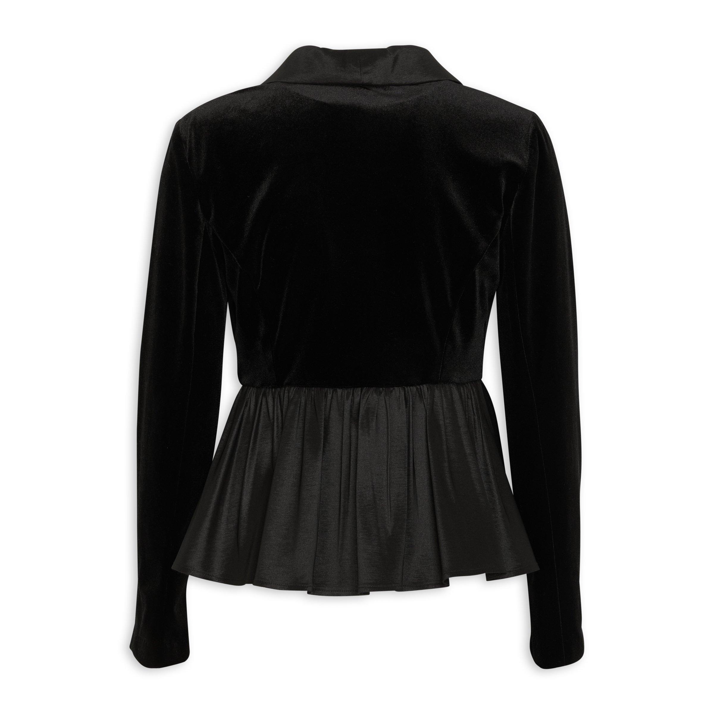 Women's black peplum jacket top