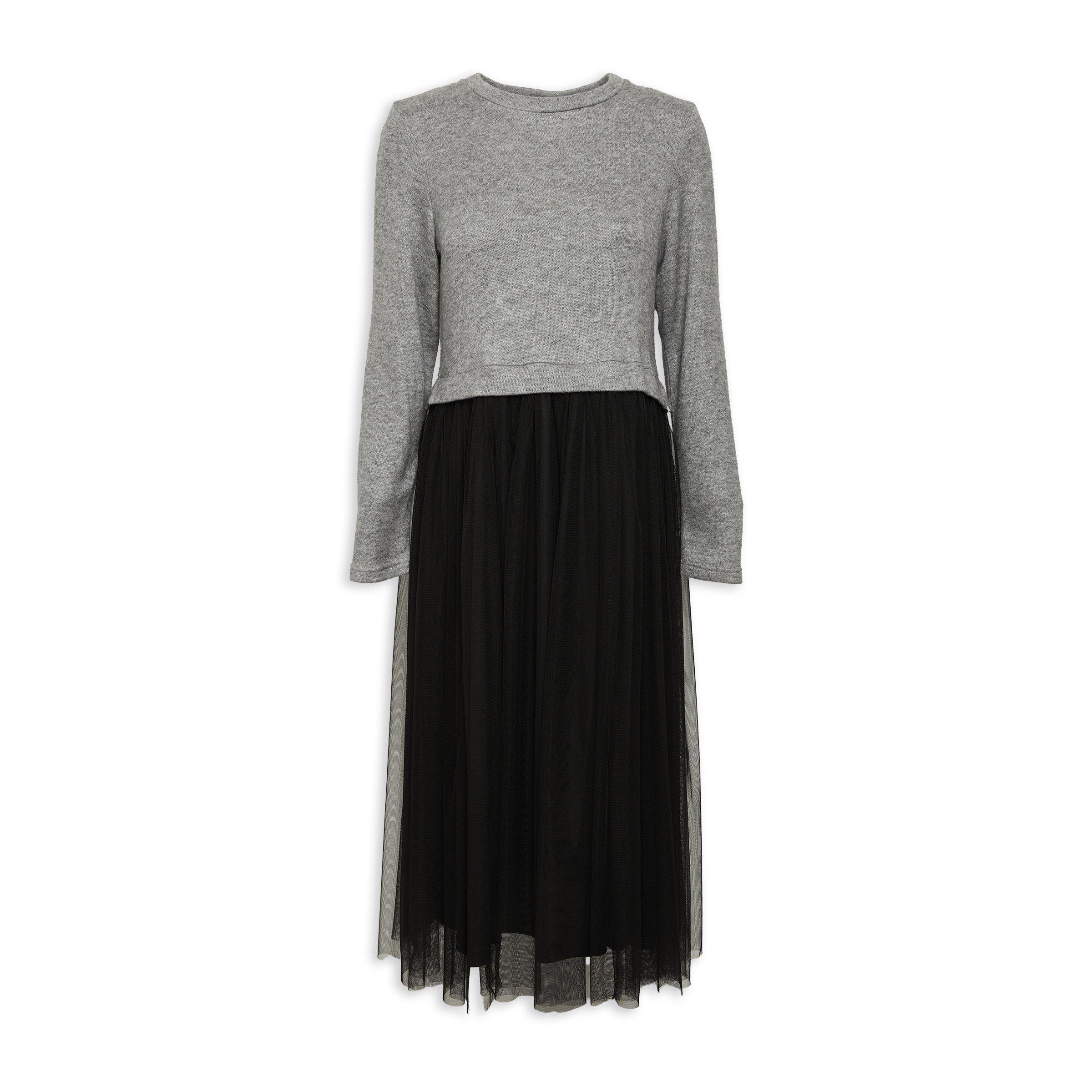Black Fit and Flare Combo Dress 3145484 Truworths