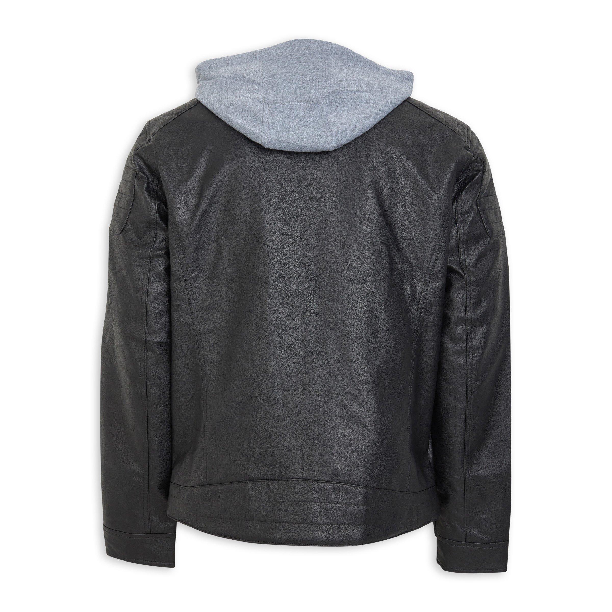 Black Hooded Biker Jacket (3146331) | Identity