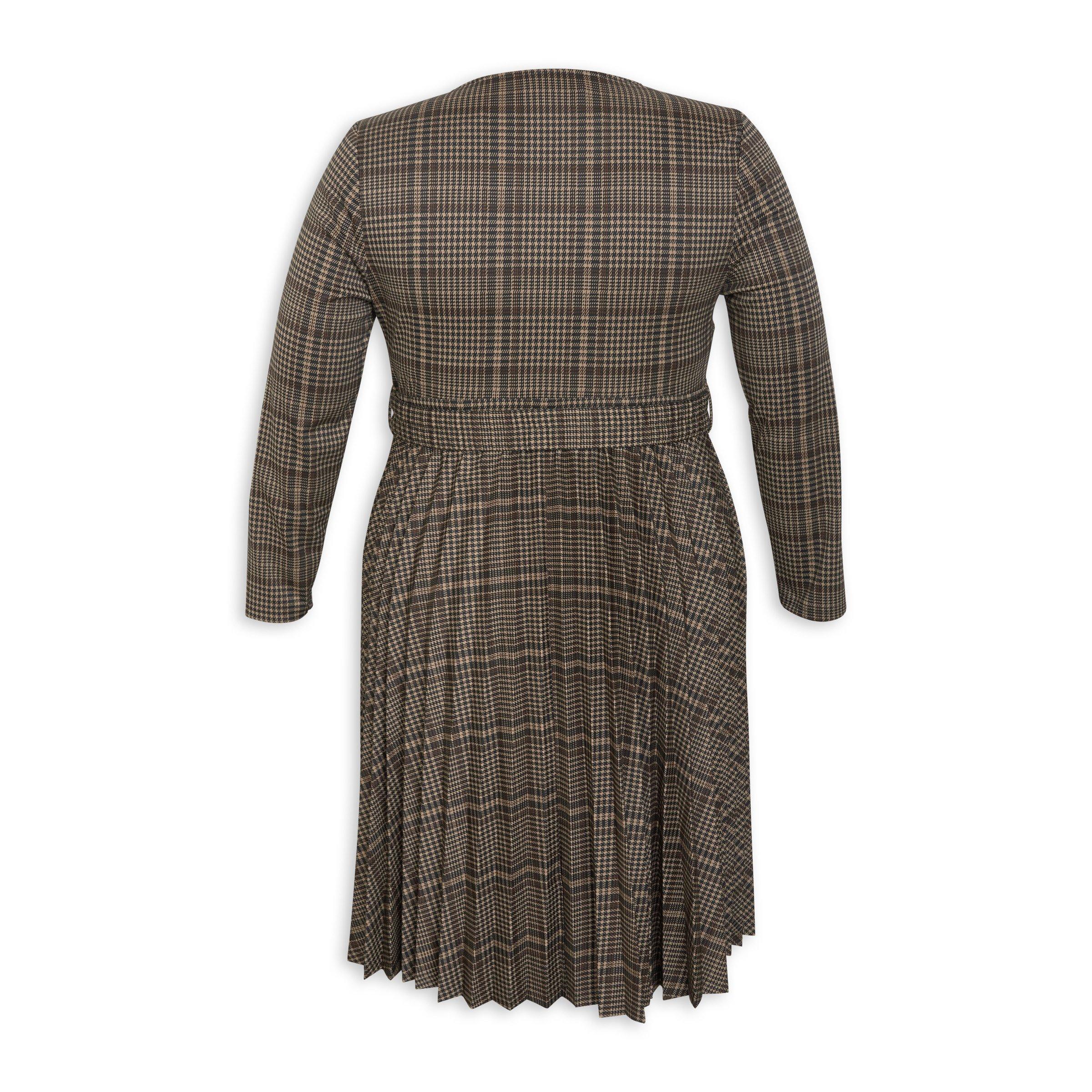 Check Fit and Flare Plus Size Dress (3147042) | Zeta