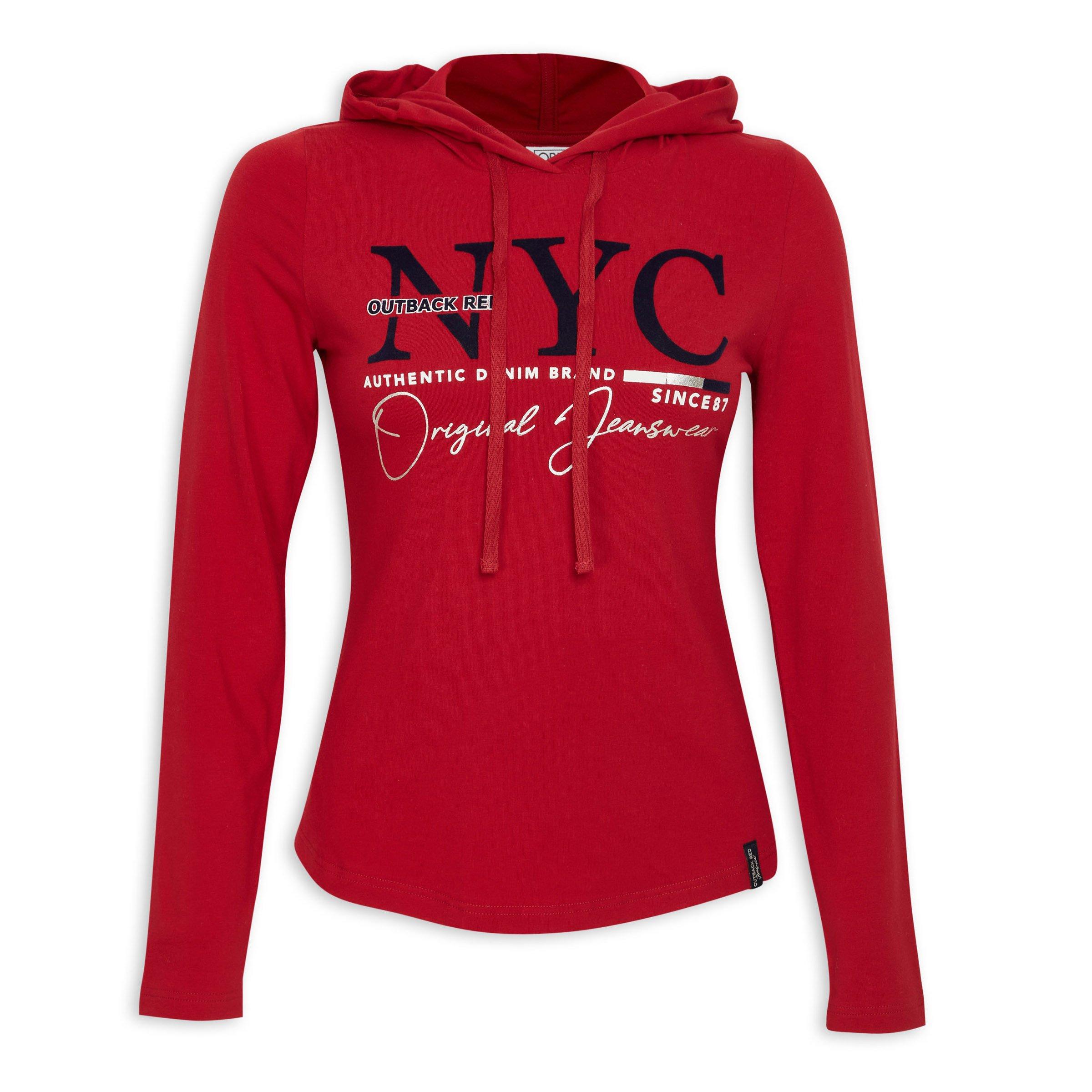 Red branded hoodie top
