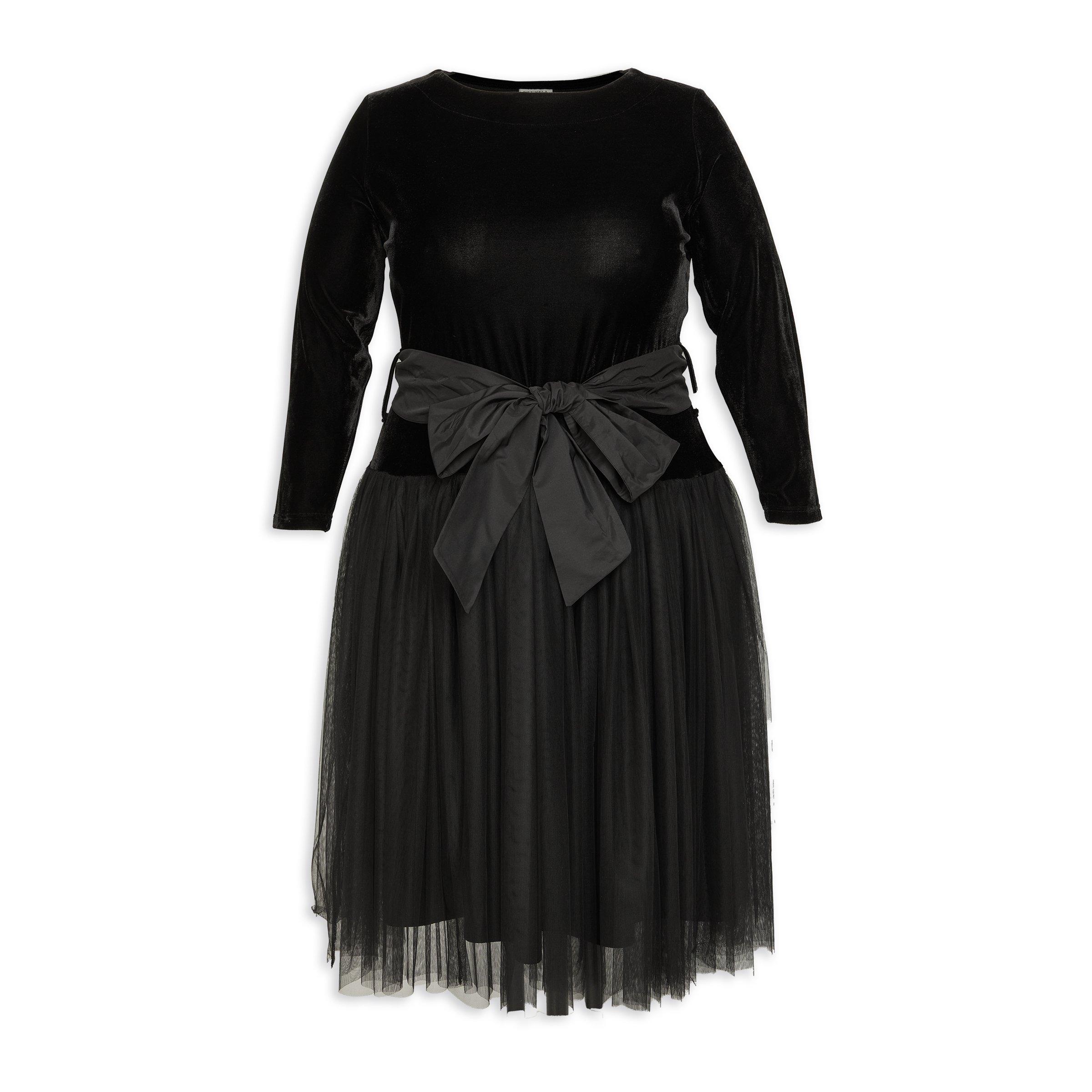 truworths ladies black dresses Plus Size Fit and Flare Dress (3147971) size-list-1 black polka dot midi Color:Orchid Multi