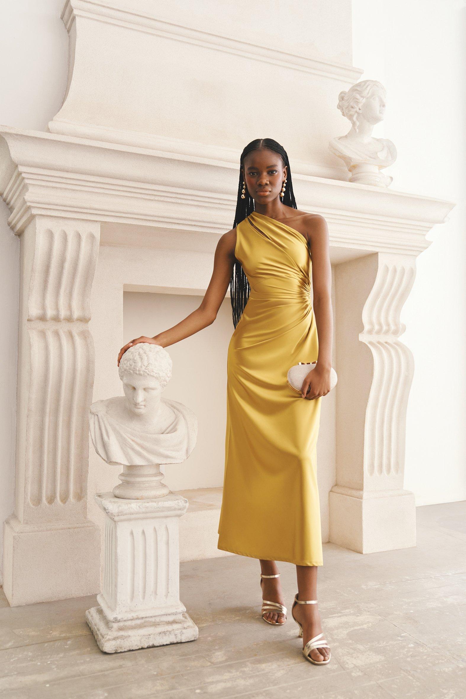 Mustard Satin Evening Dress 3148339 Truworths