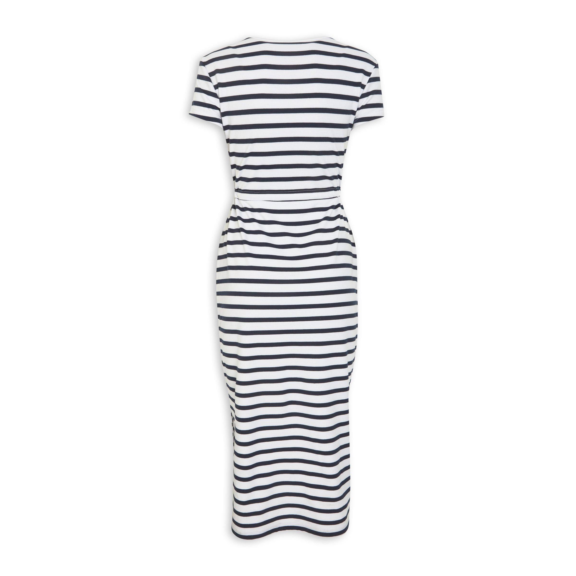 princess polly baby blue dress LINEN MIDI DRESS BLACK AND WHITE STRIPES main image 0