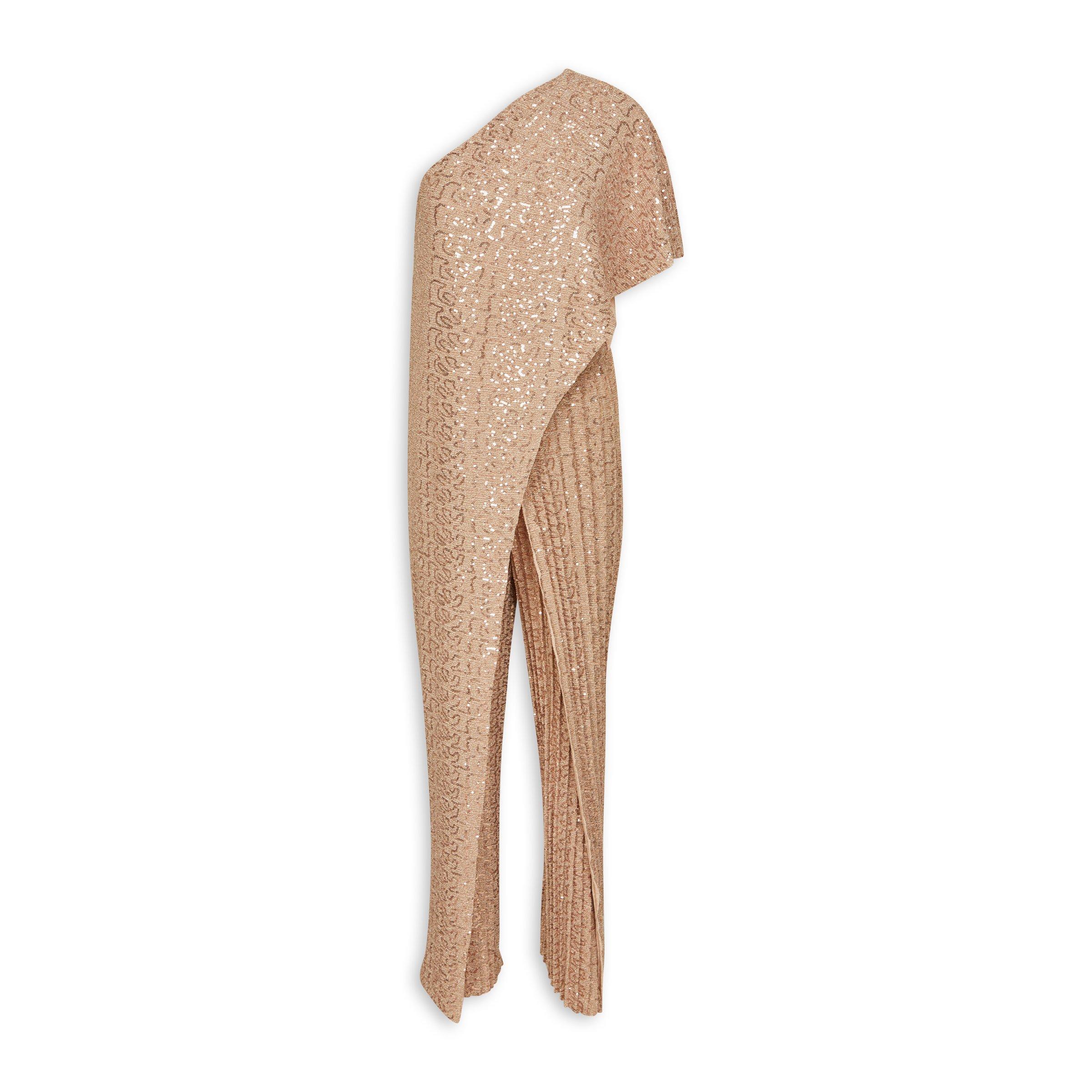 Gold one shoulder jumpsuit 2025