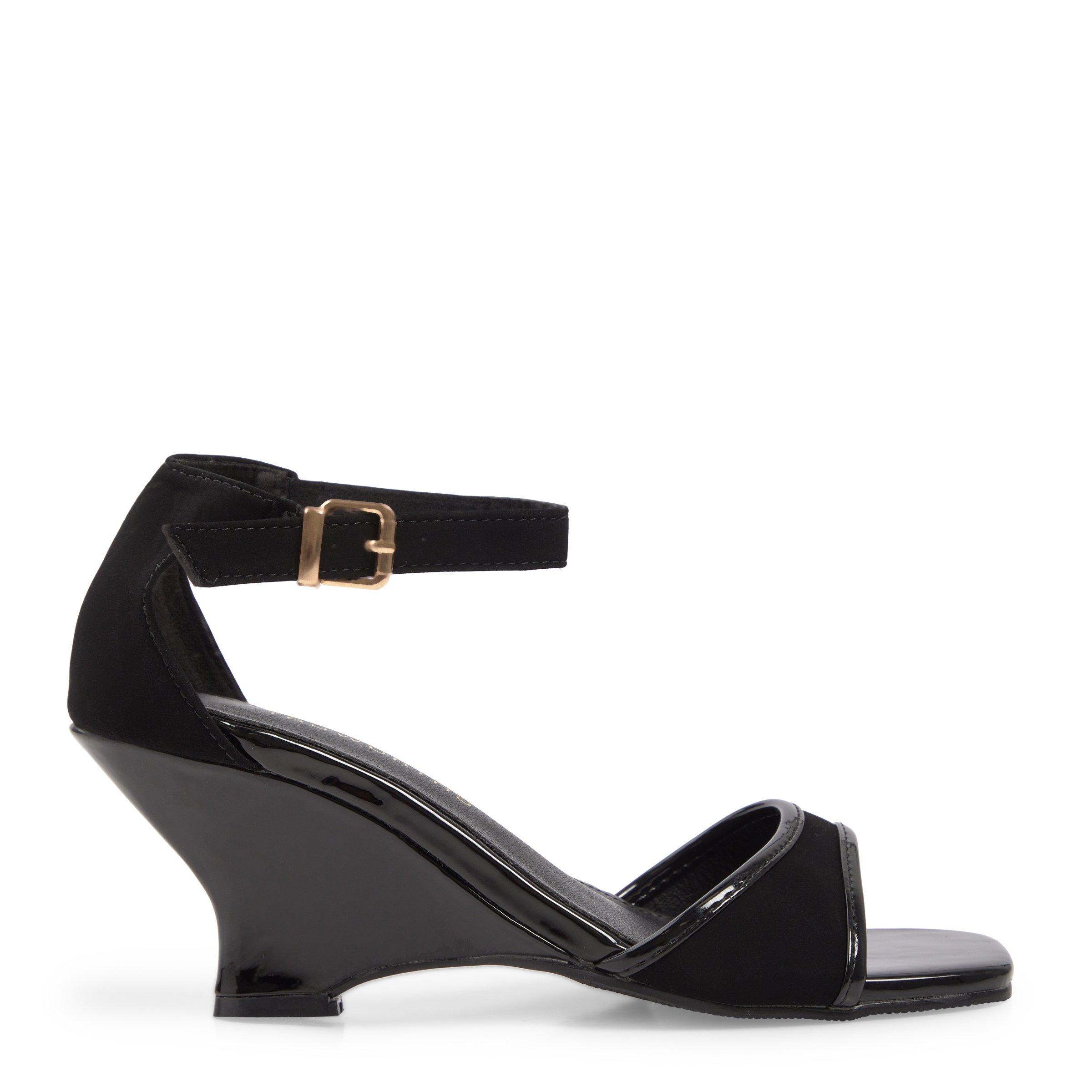 Black Ankle Strap Wedge Heels Size 5 by Truworths