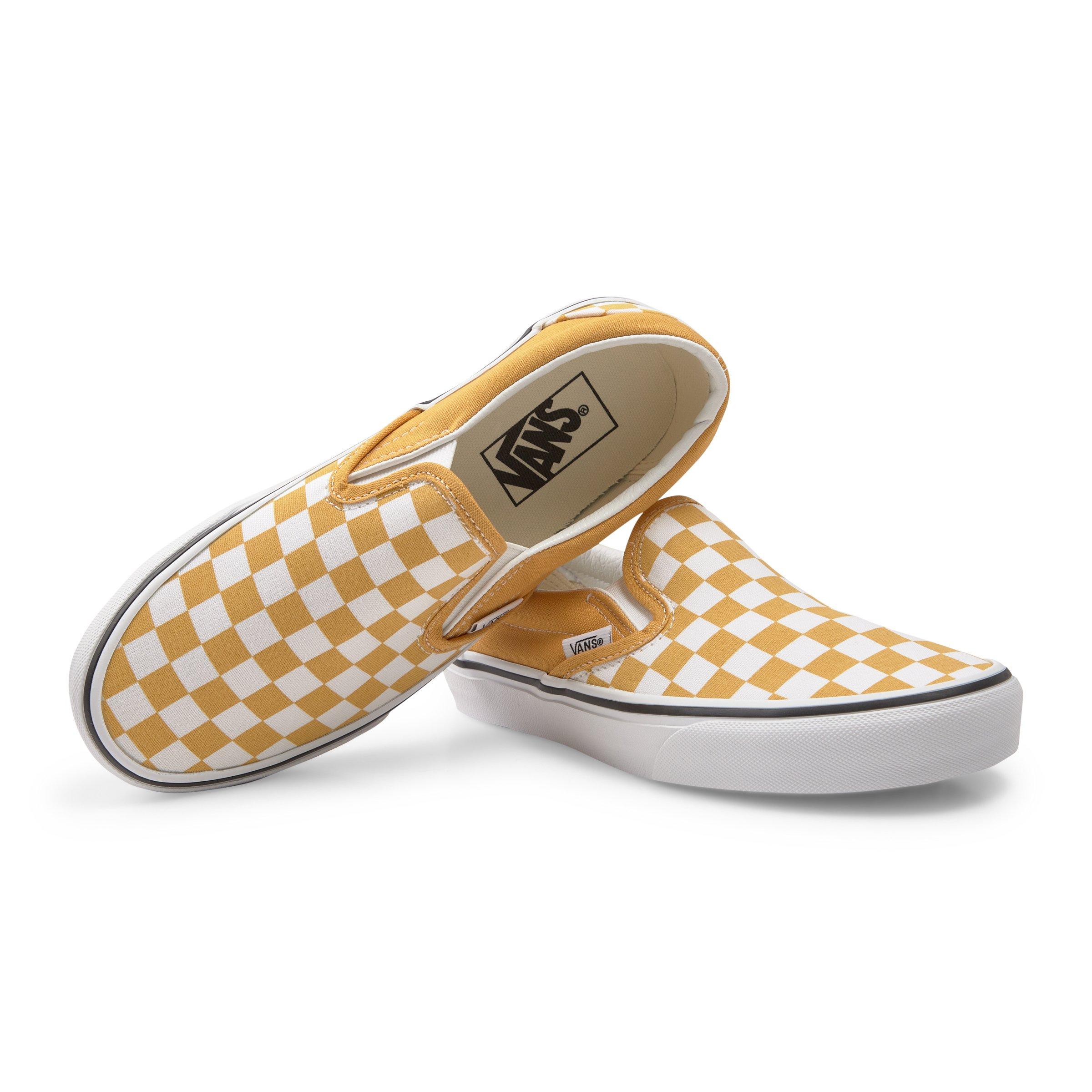 Orange and white slip on vans best sale