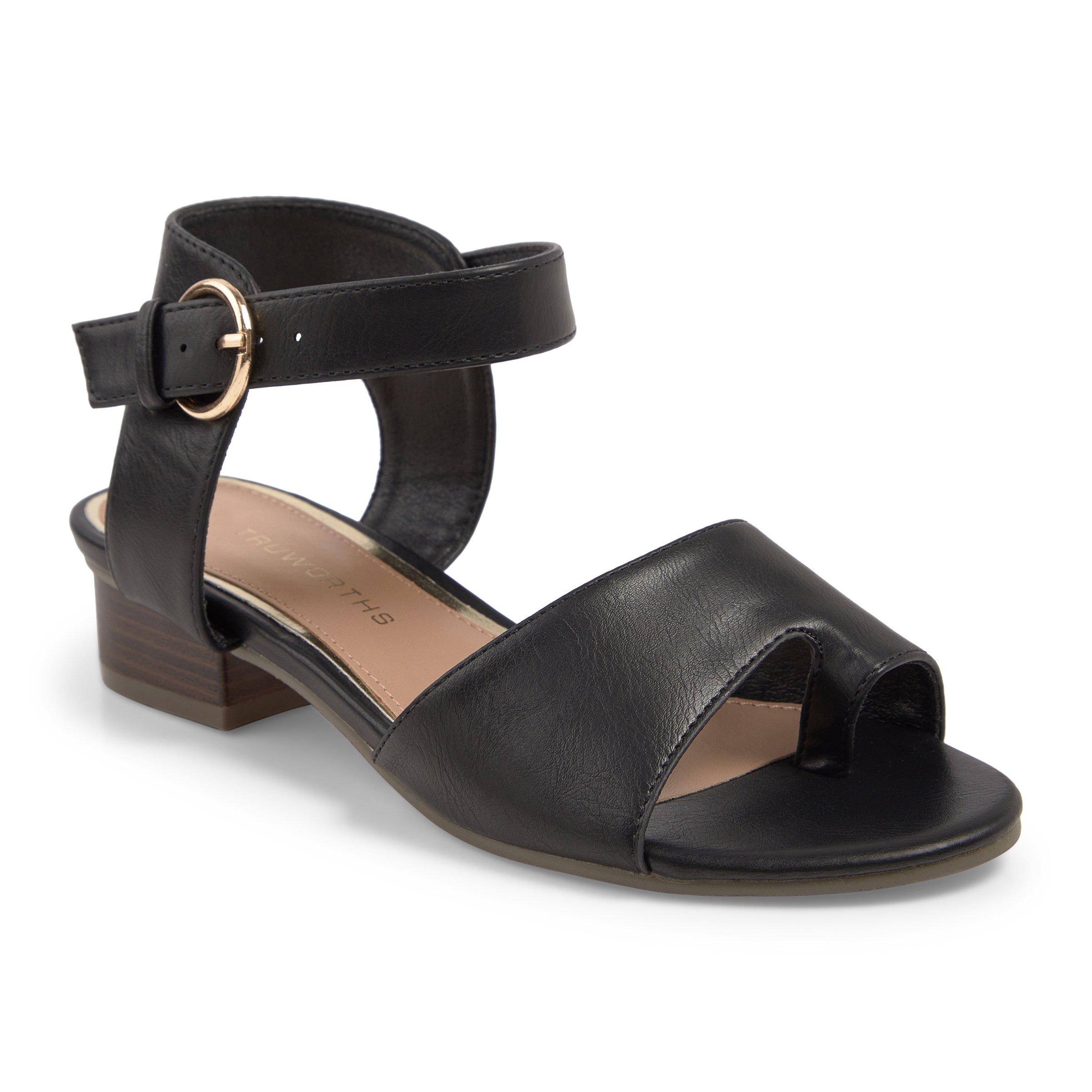 Womens black fashion toe post sandals