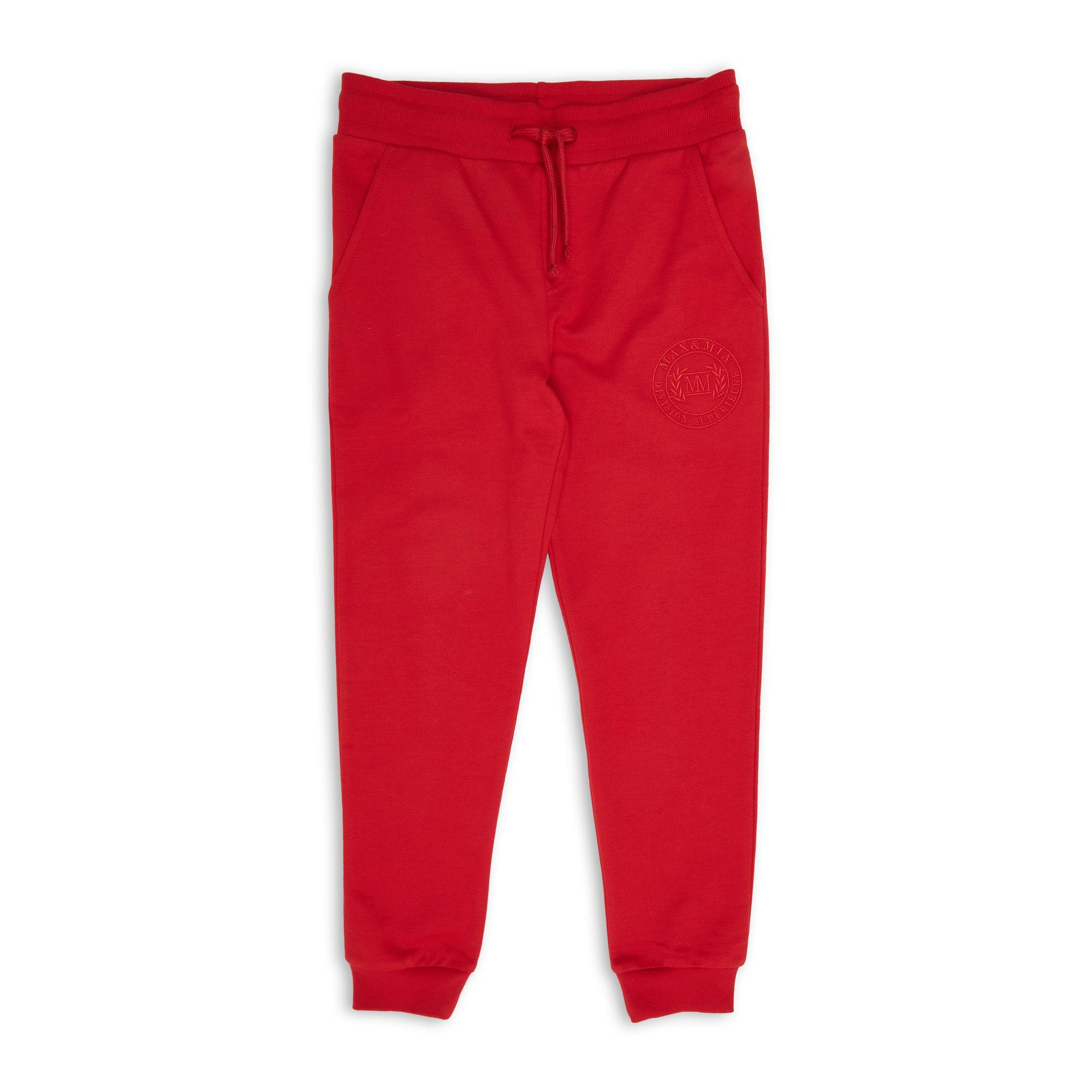 Girls red jogging bottoms deals