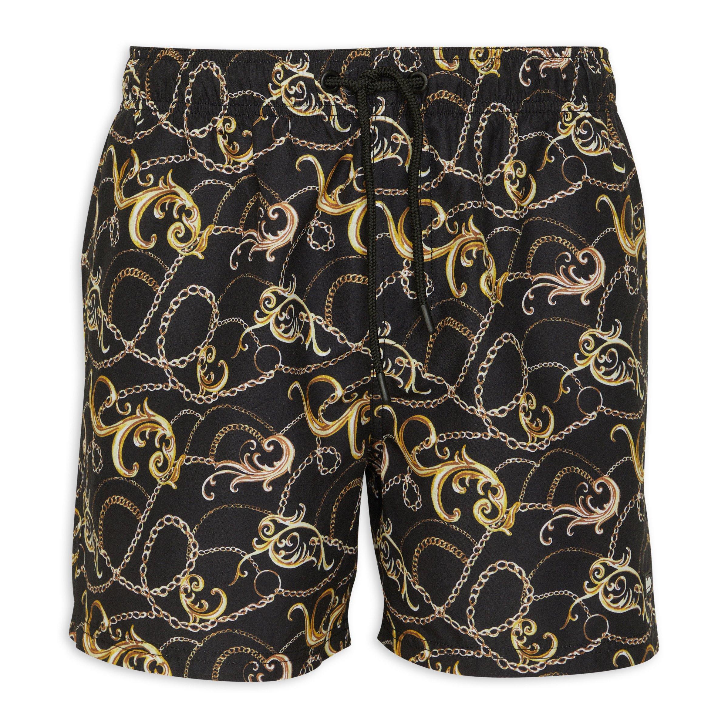 Gold hibiscus print swim shorts clearance