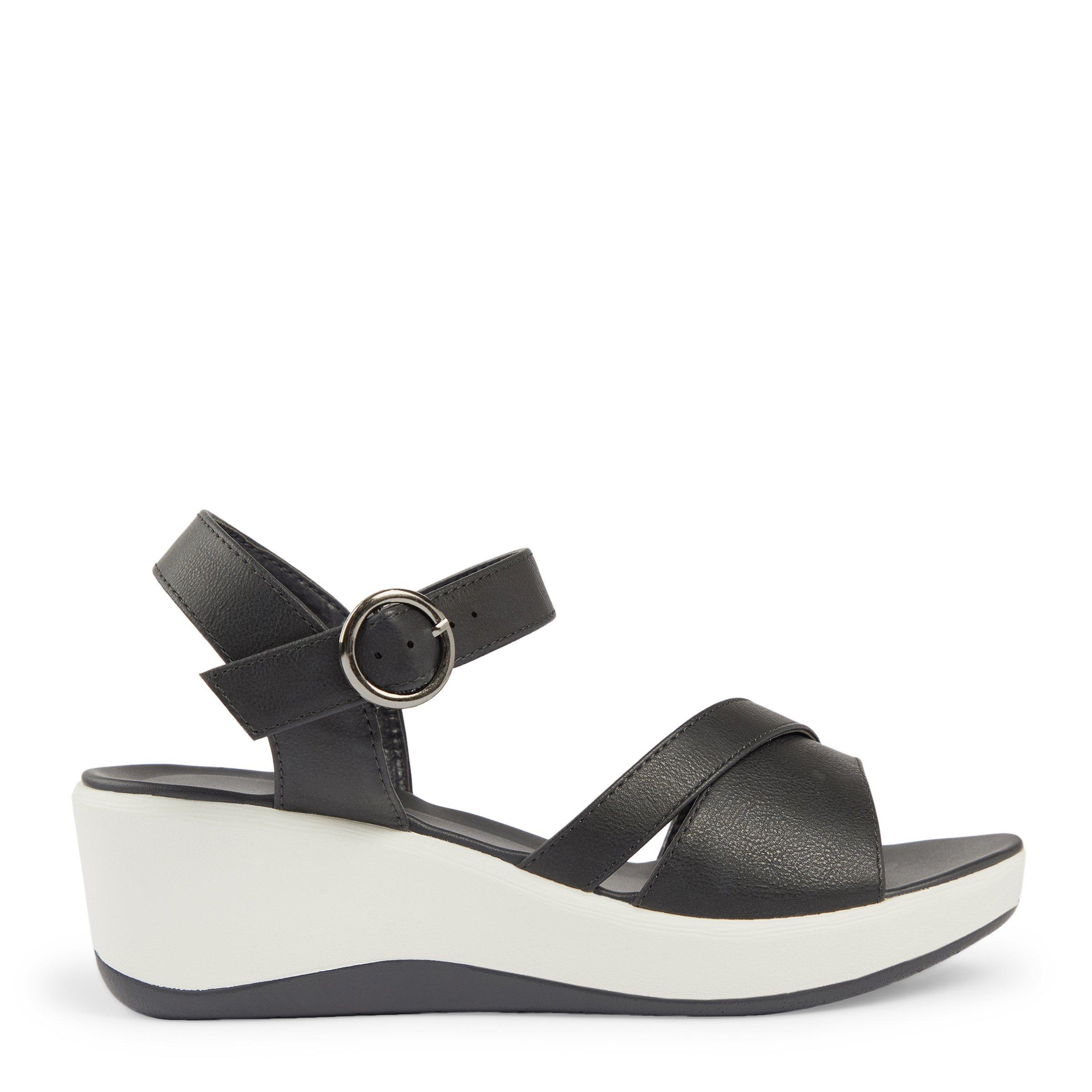 Navy and white wedge sandals clearance