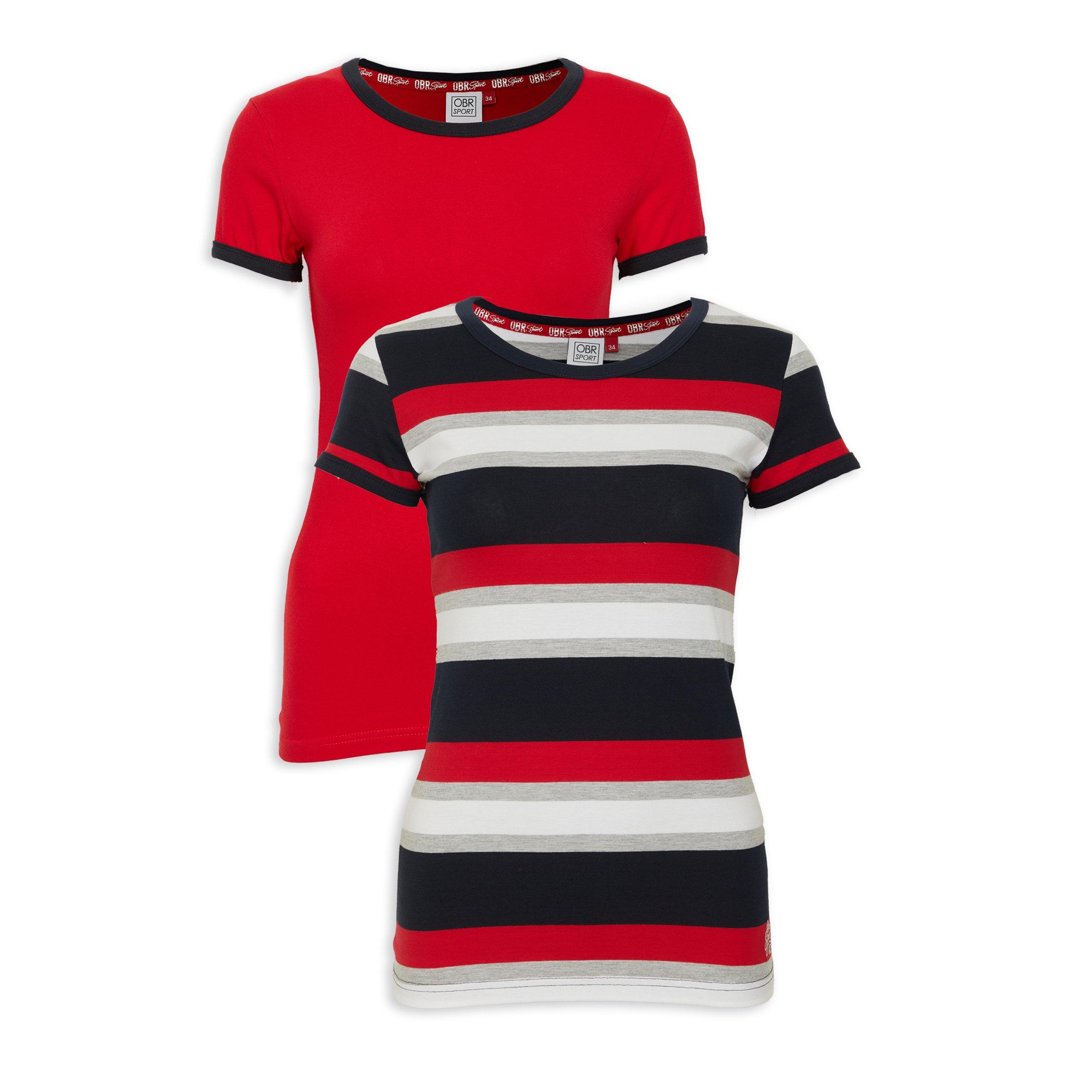 Red and black striped t shirt top