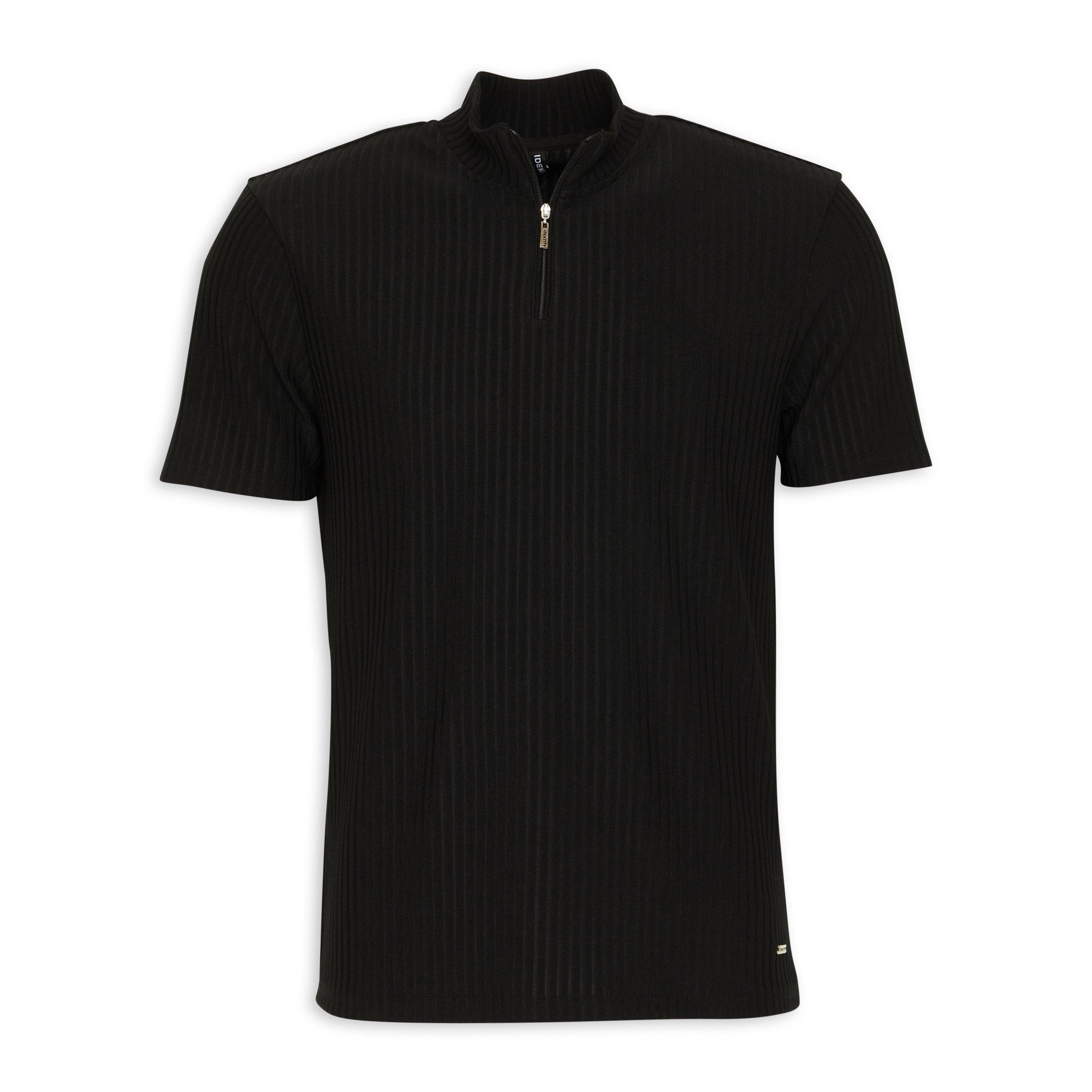 【COLOR iN ID】Slim zipper T-shirt Black Slim T-shirt With Zip (3153327) | Identity