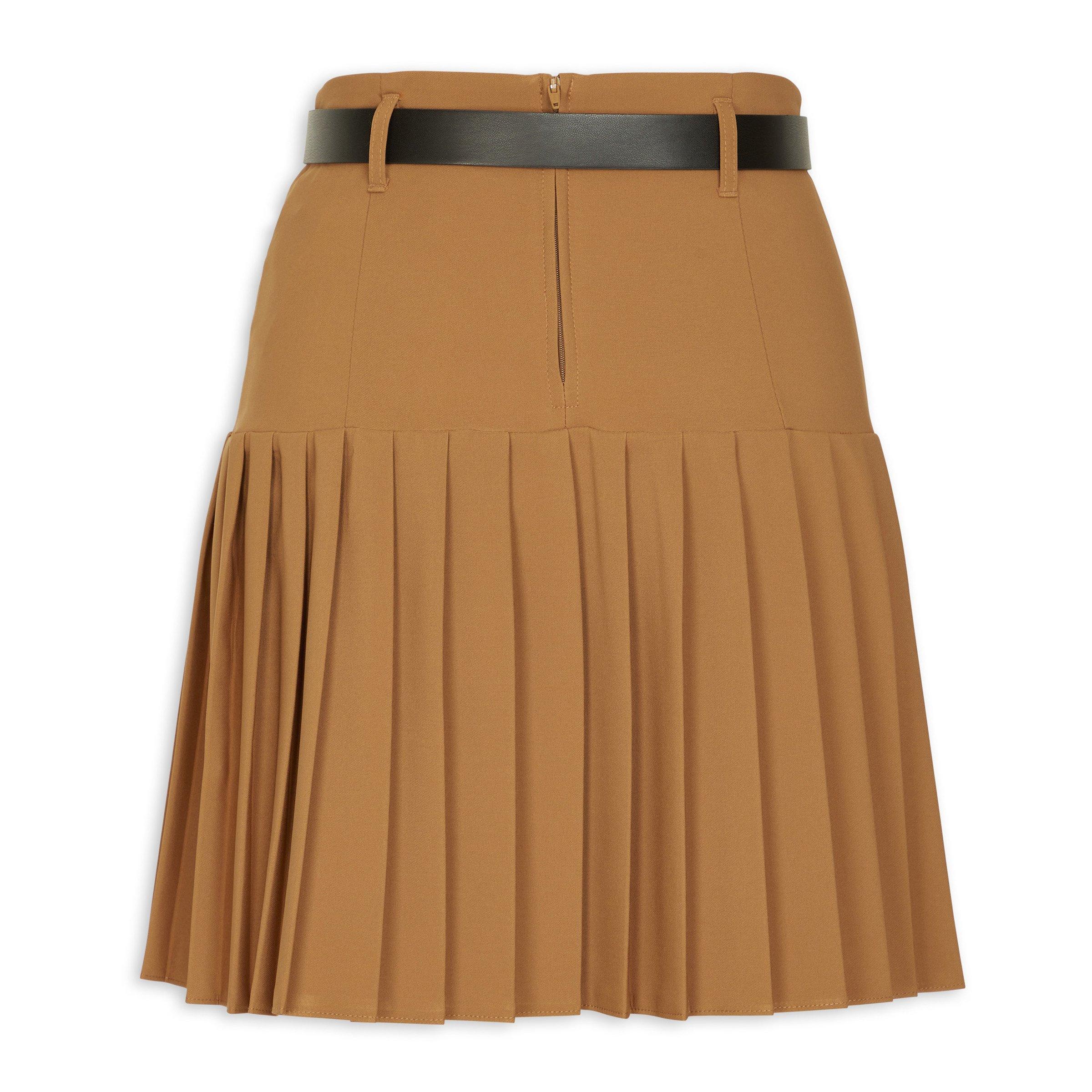 Tan Belted Pleated Mini Skirt 3153523 Inwear