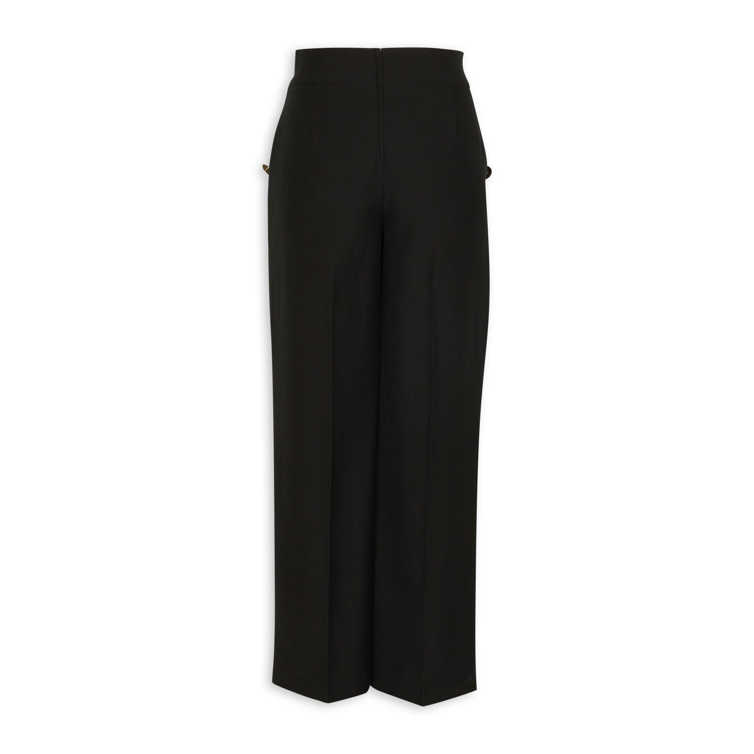 Black Button Detail Wide Leg Pants (3154201) | Truworths