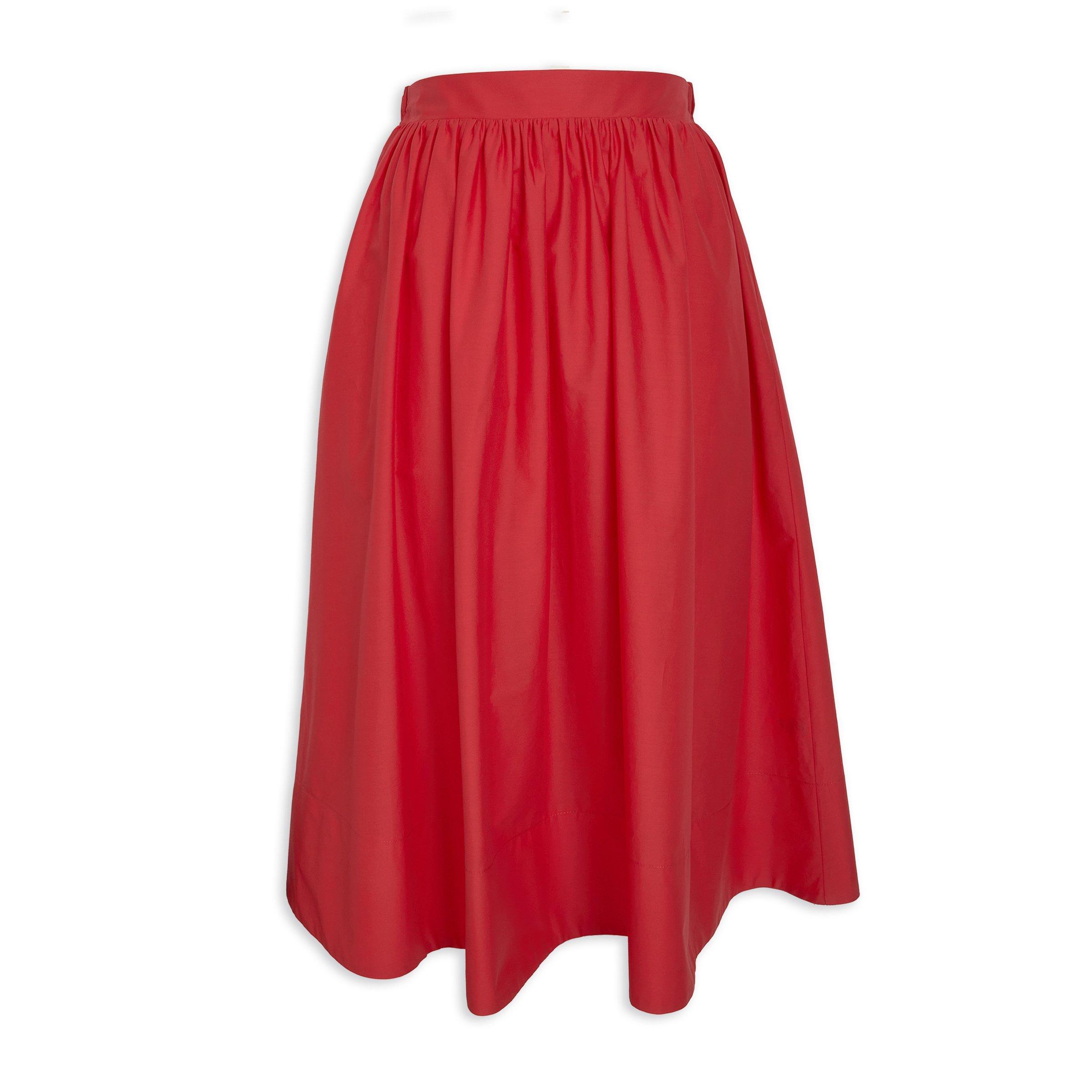 Red cotton midi skirt sales