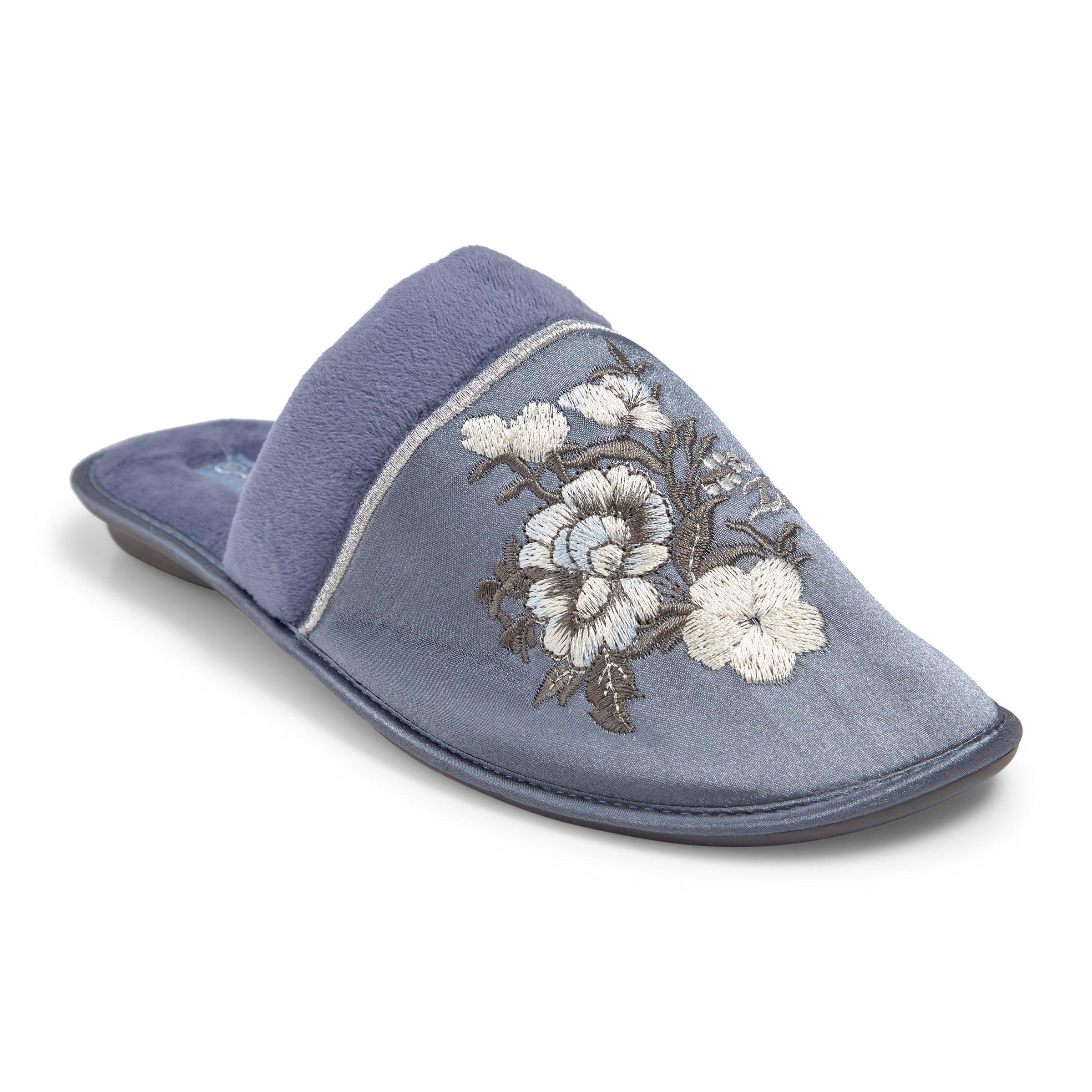 Blue satin slippers outlet