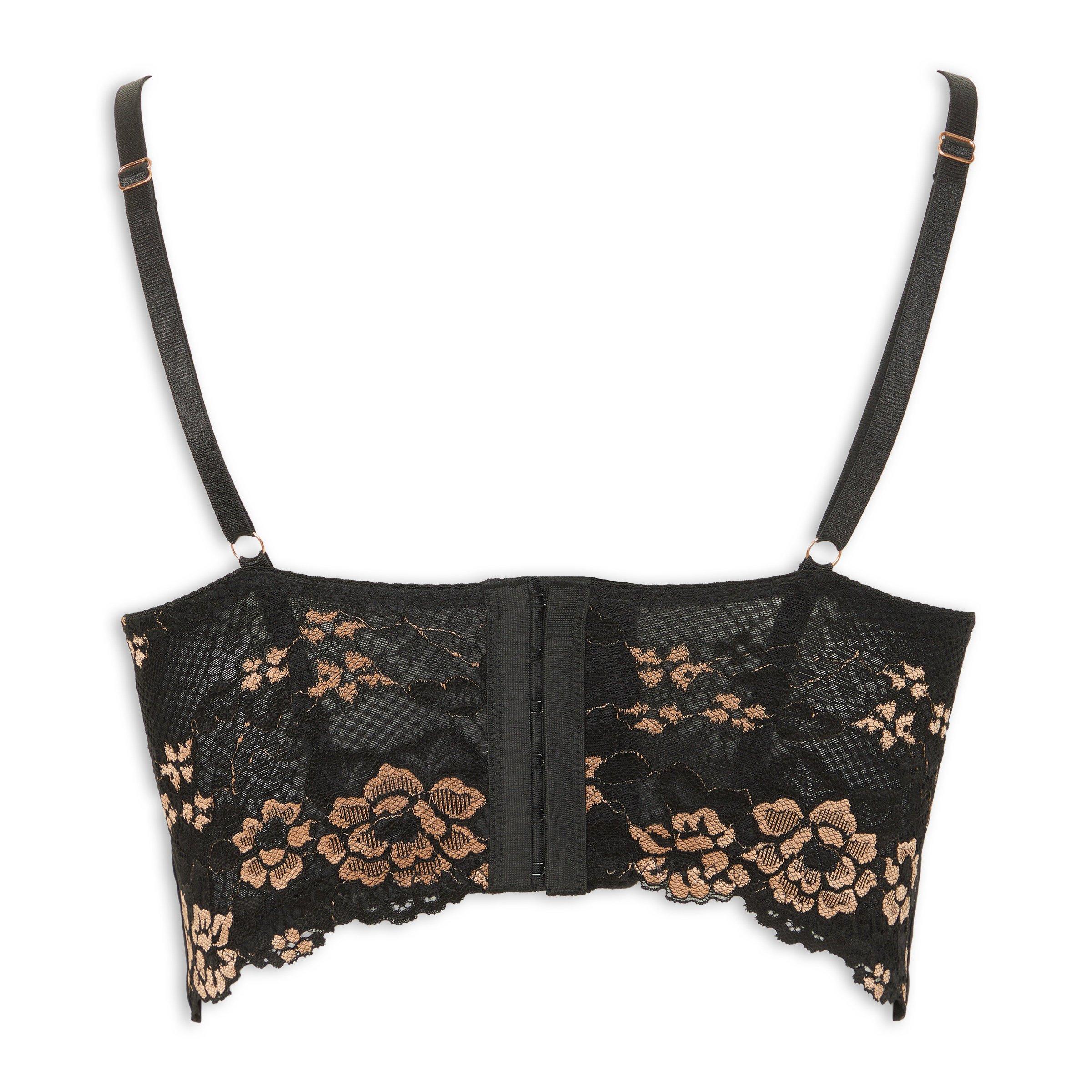 Black Floral Print Push-up Corset (3156371) | Intrigue