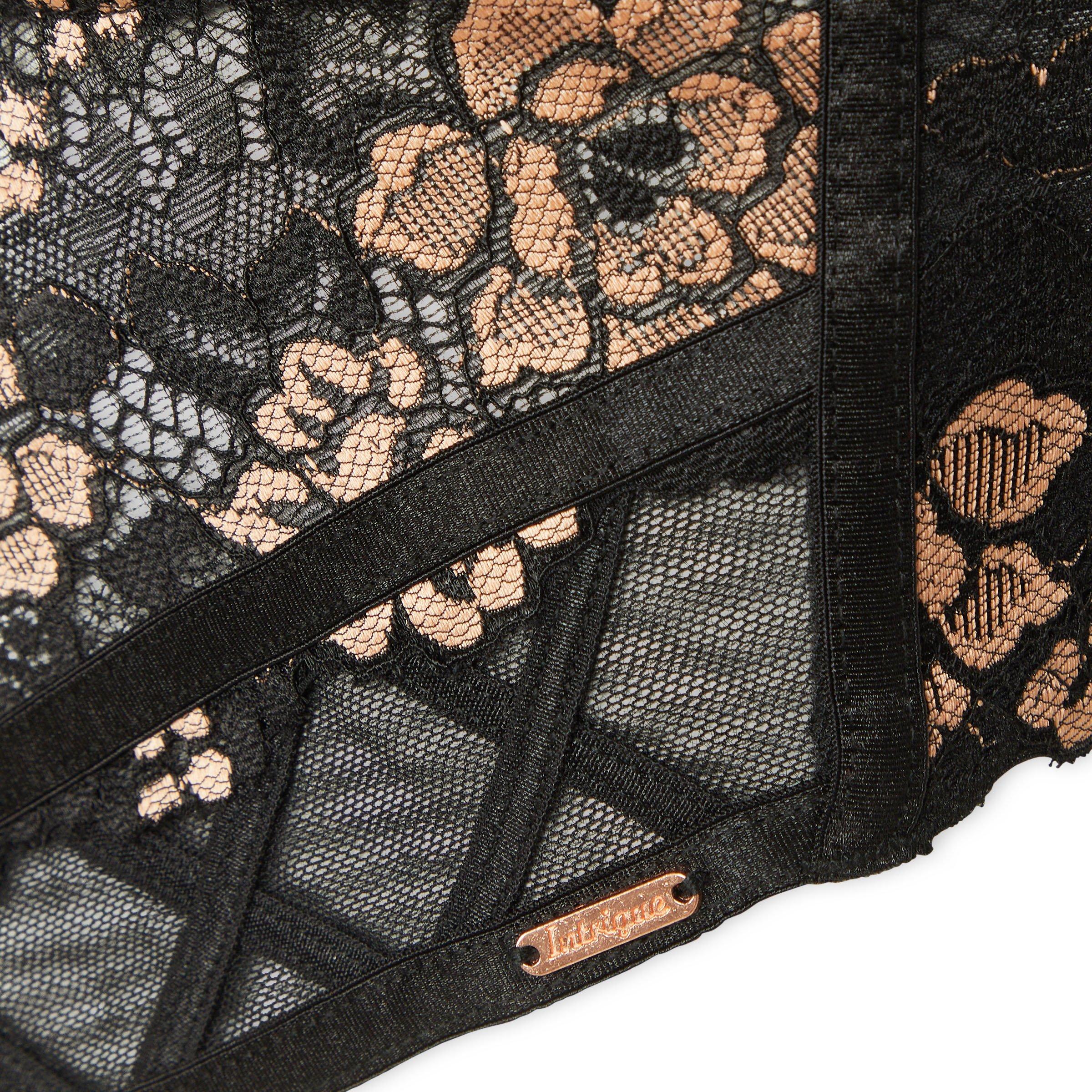 Black Floral Print Push-up Corset (3156371) | Intrigue