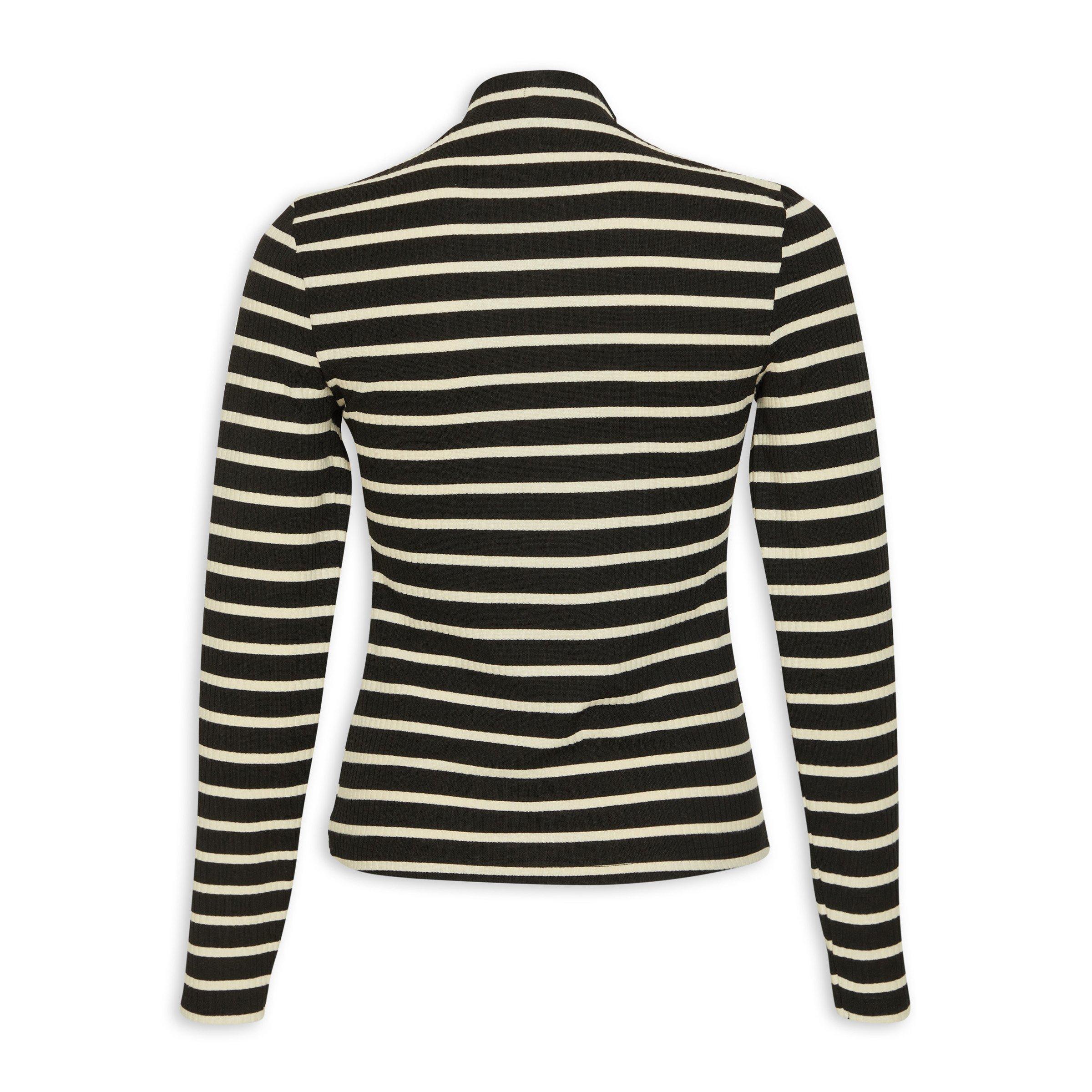 Black Striped Fitted T-shirt (3156827) | Identity