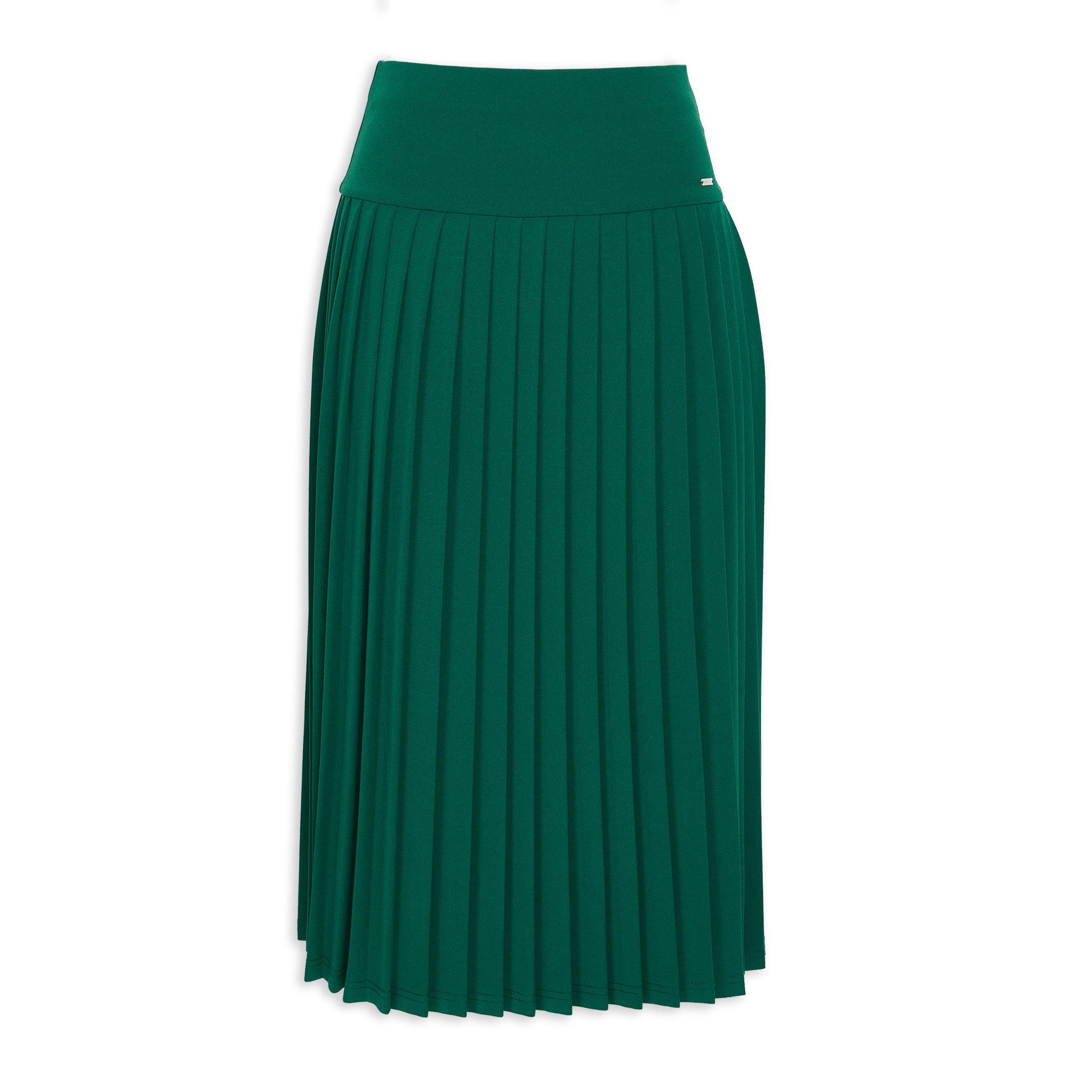 Green pleated skirt warehouse best sale