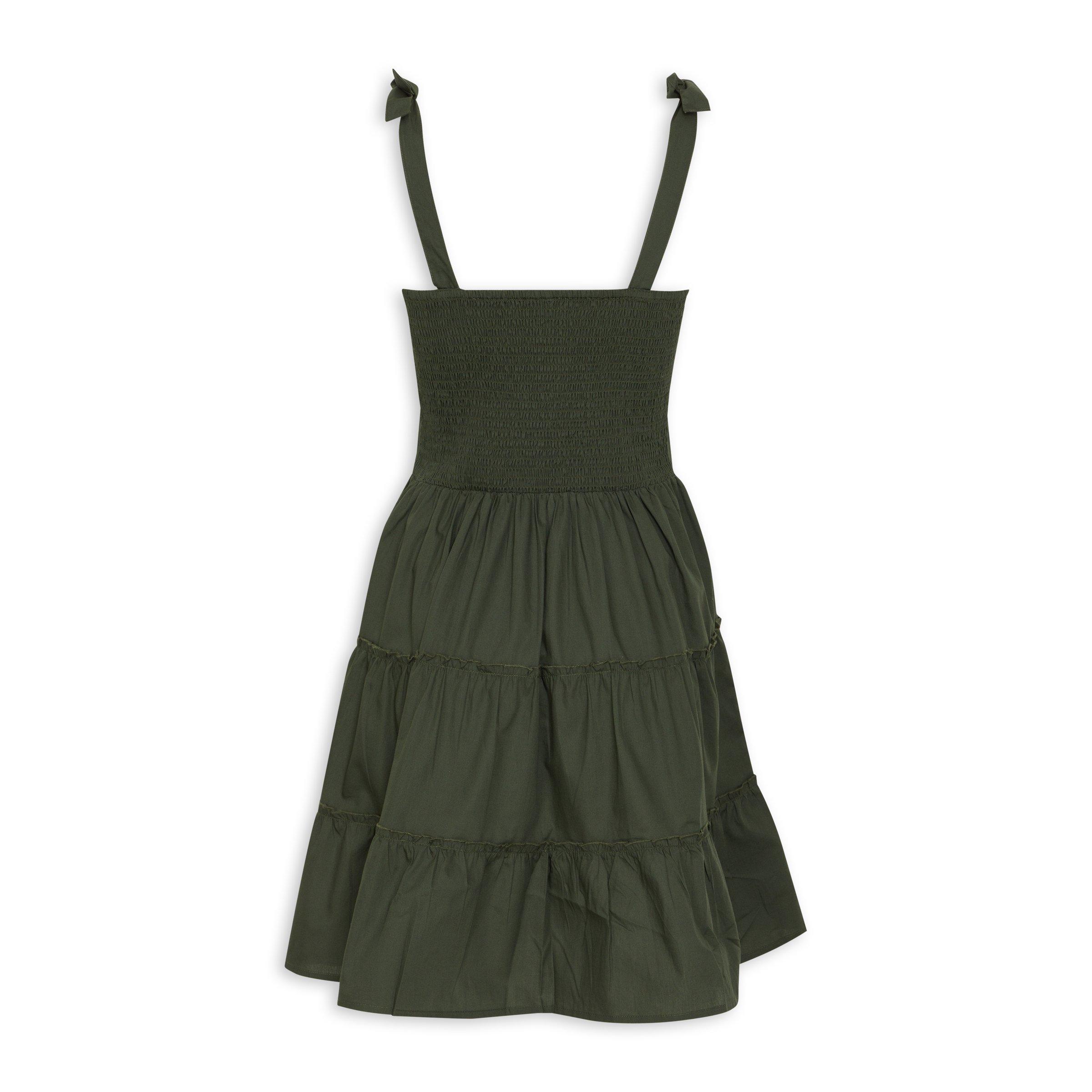 Khaki Green Tiered Dress (3157498) | Identity