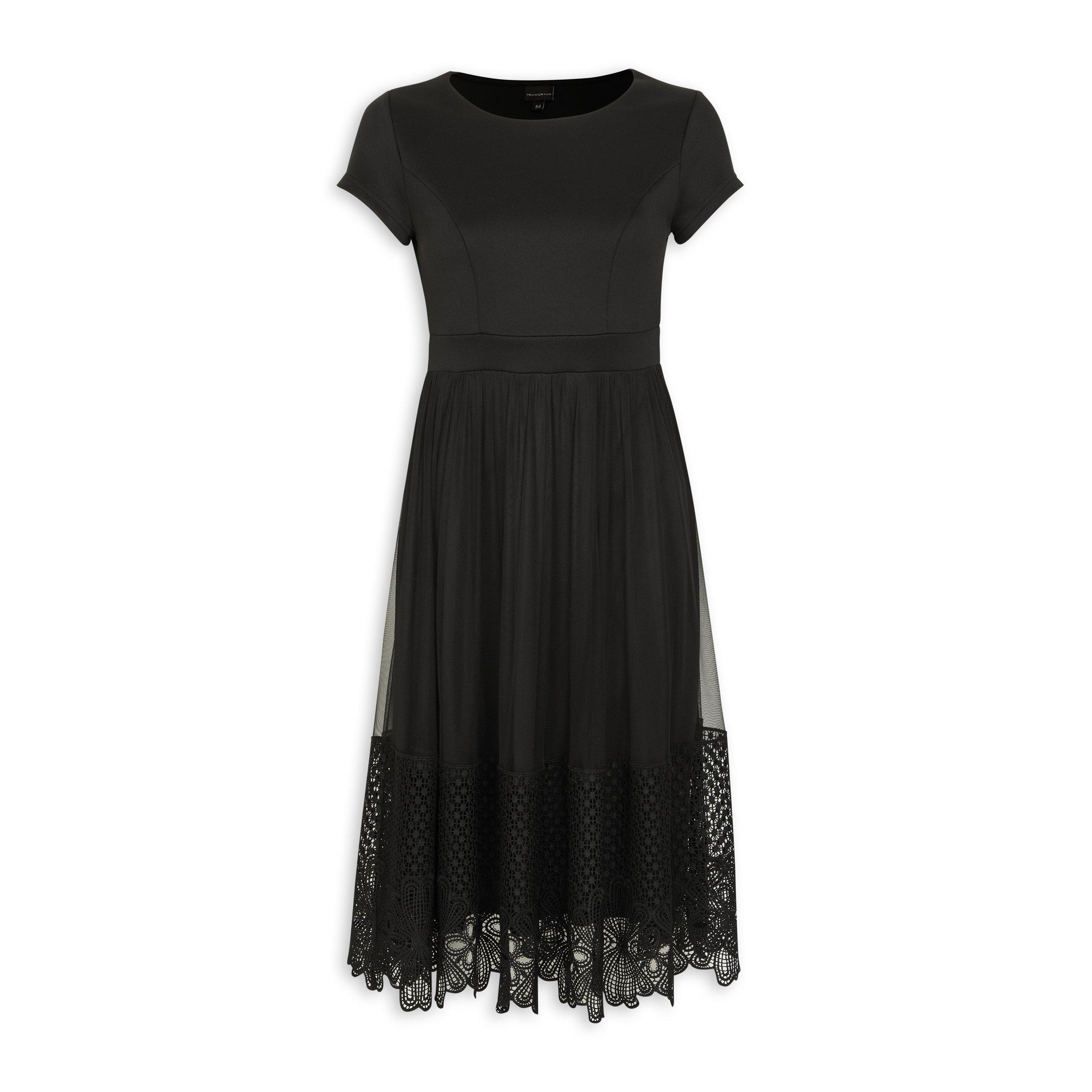 Black Lace Fit and Flare Dress (3157667)