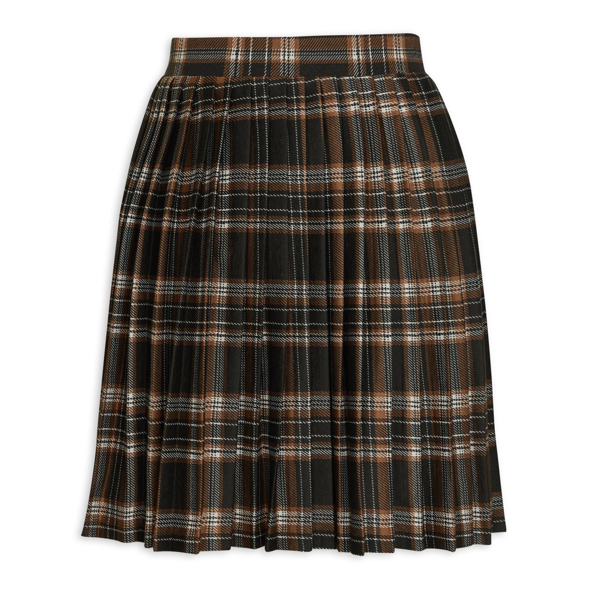Womens brown pleated skirt top