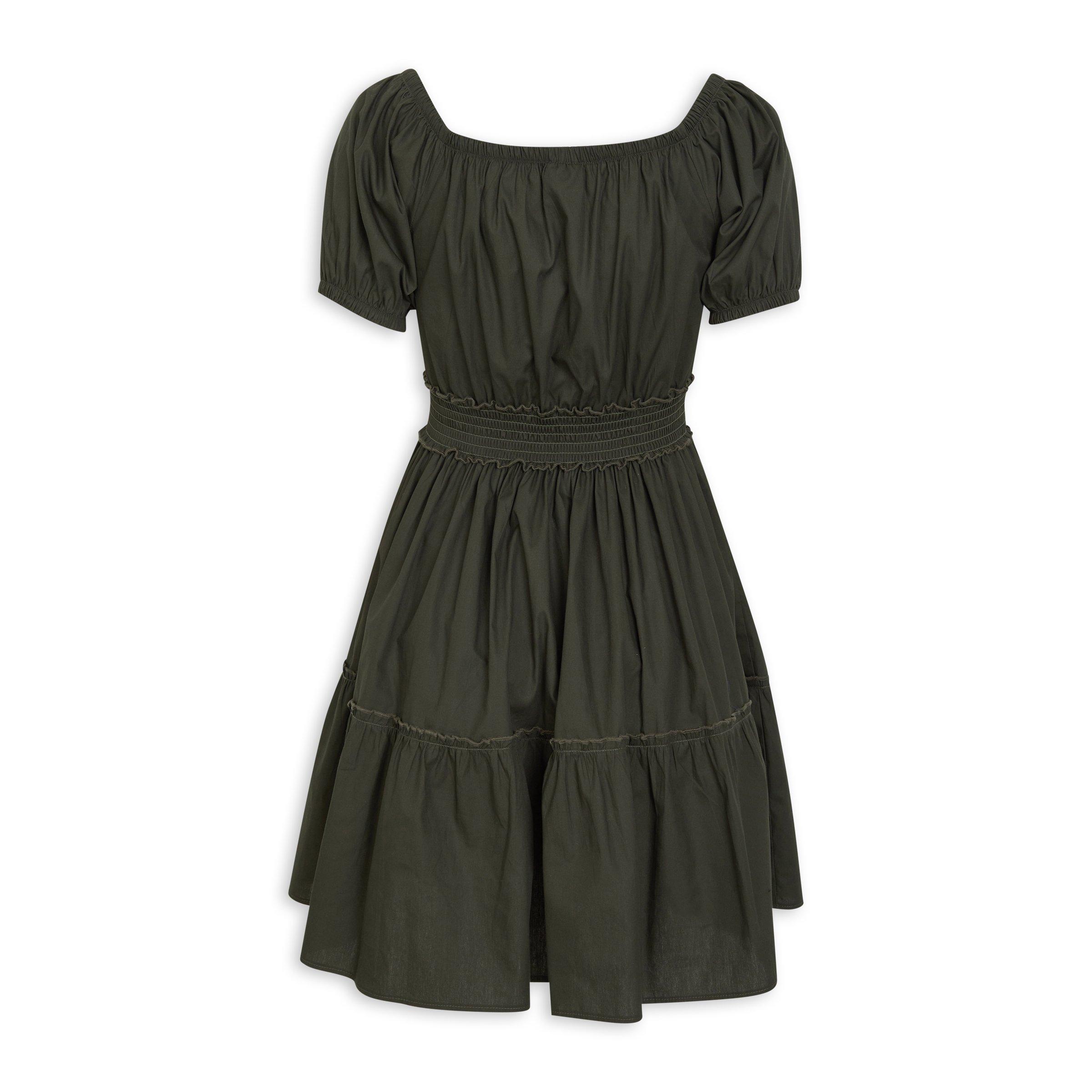 green emerald velvet dress Khaki Utility Fit & Flare Romy Dress main image 1